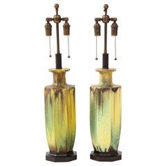 Pair of 1950s Glazed Ceramic Lamps