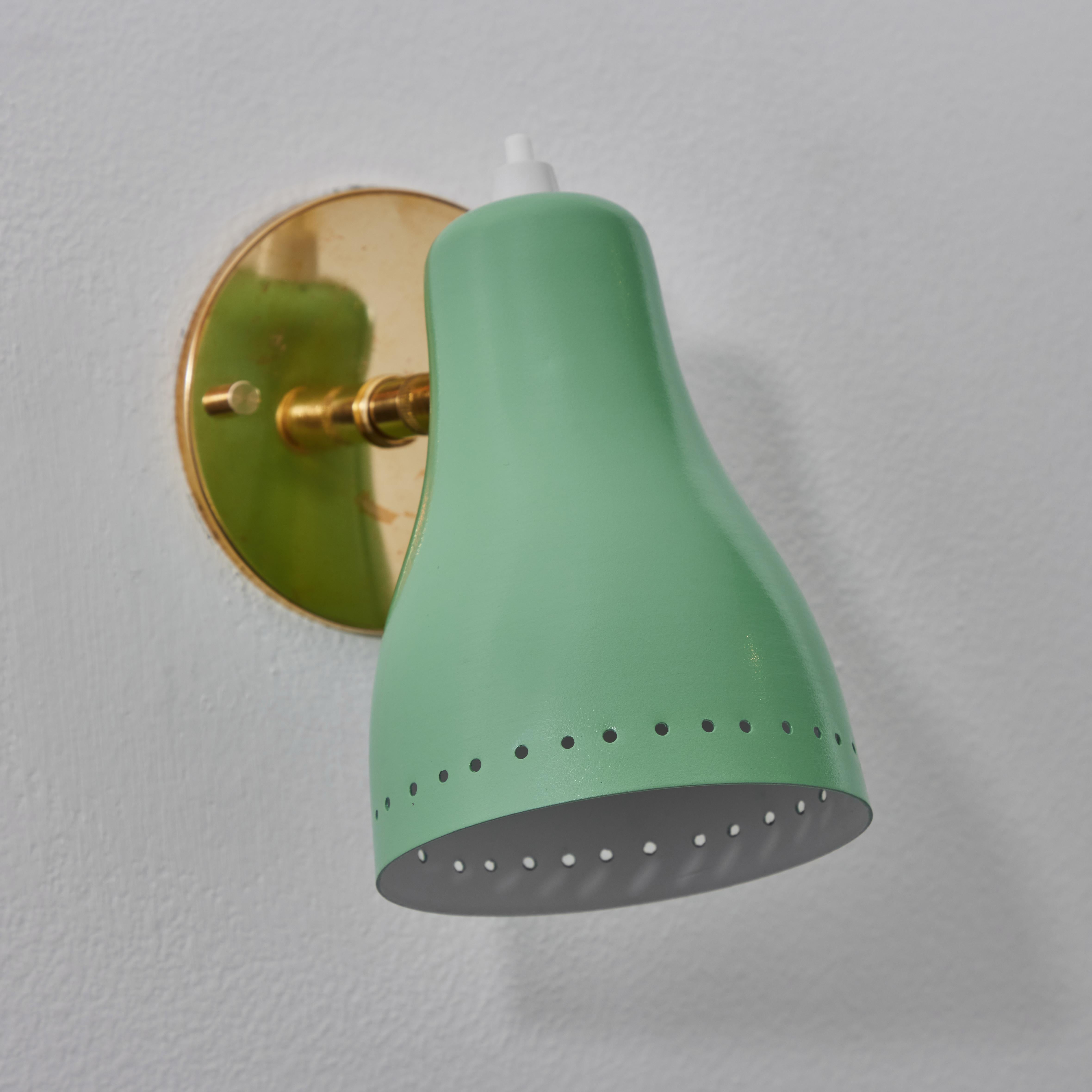 Mid-20th Century Pair of 1950s Green Perforated Sconces Attributed to Jacques Biny