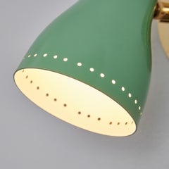 Pair of 1950s Green Perforated Sconces Attributed to Jacques Biny