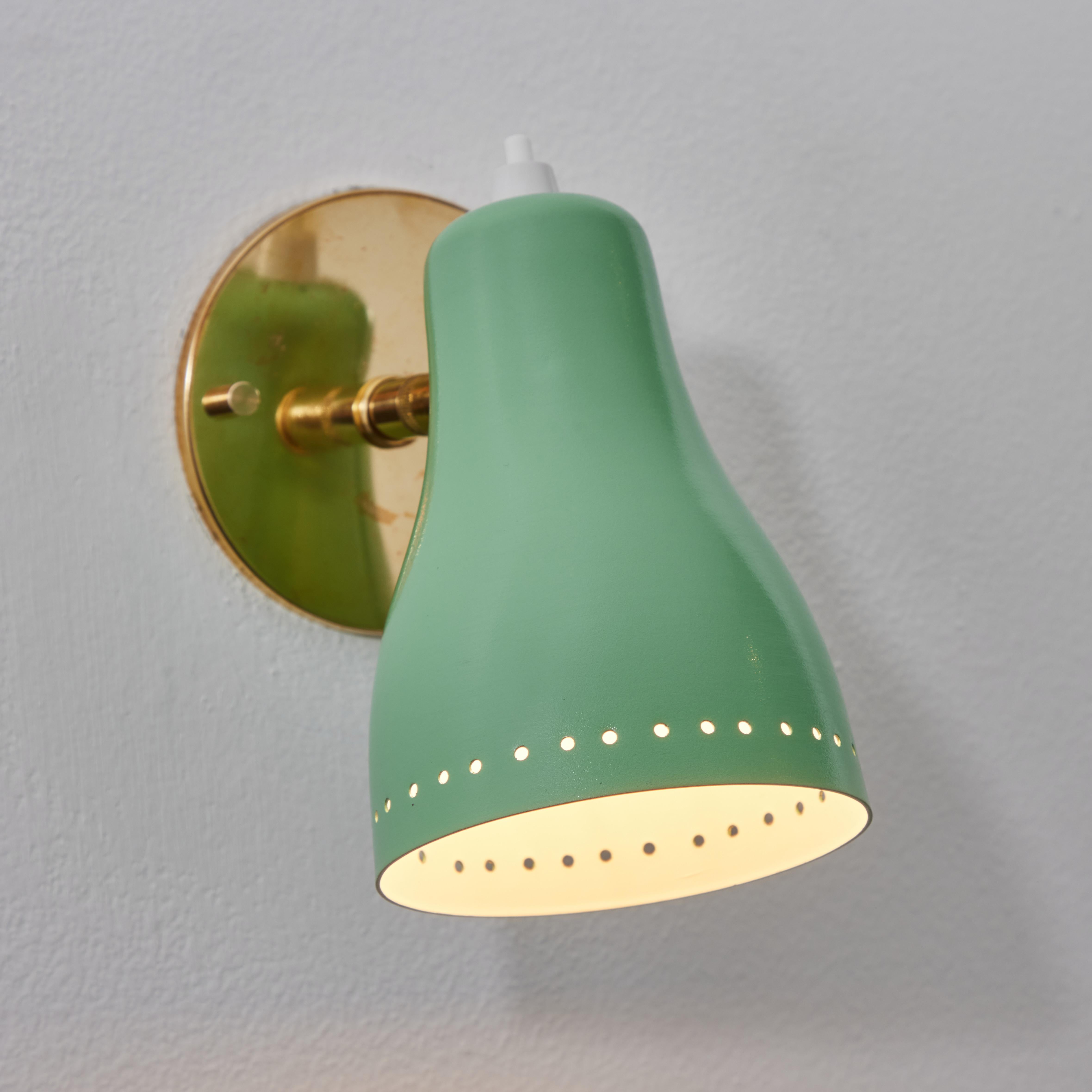 Pair of 1950s Green Perforated Sconces Attributed to Jacques Biny In Good Condition In Glendale, CA