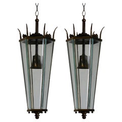 Pair of 1950s Hanging Lights in the Manner of Gio Ponti