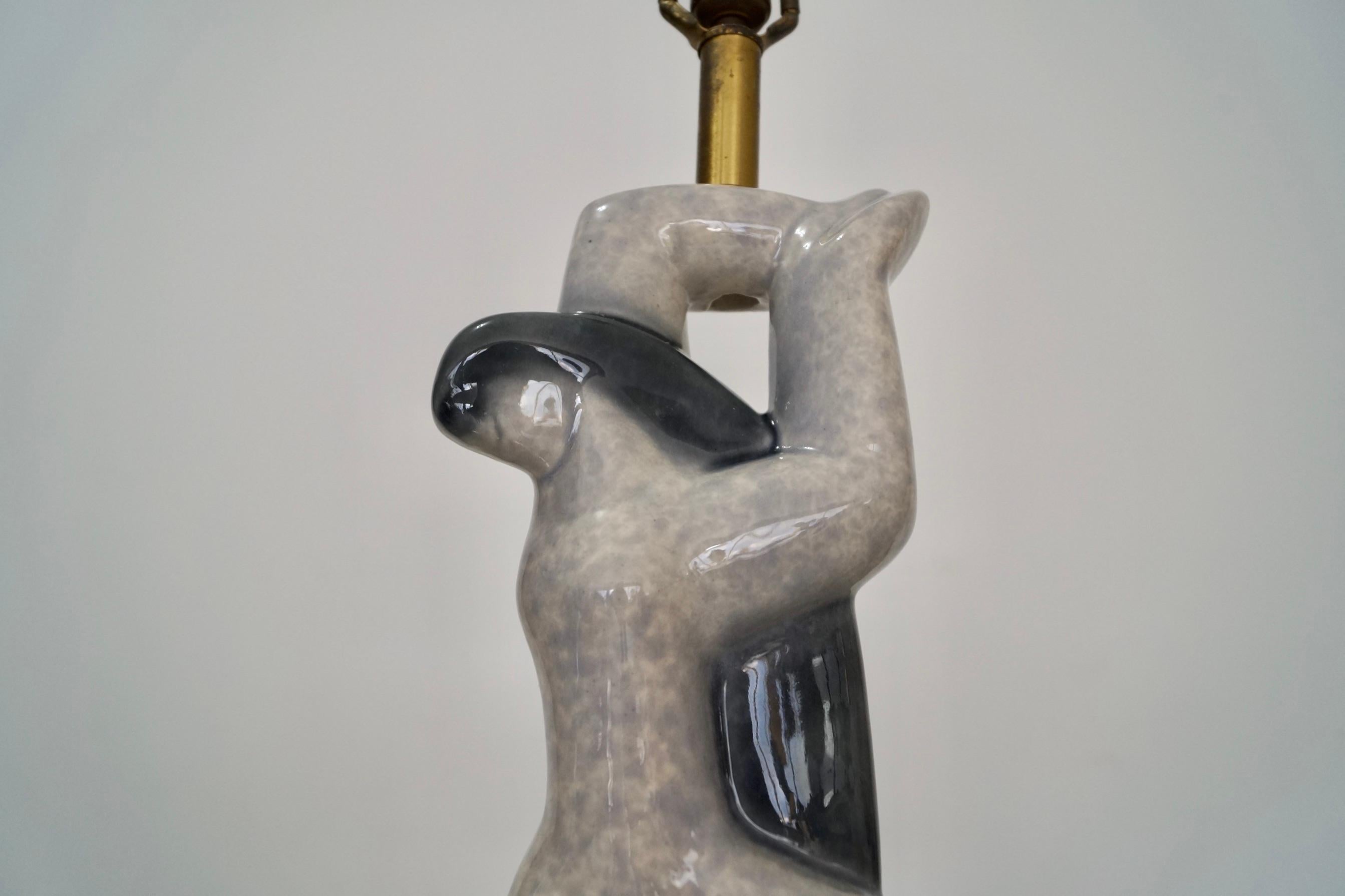 Pair of 1950's Heifetz Figurine Sculpture Table Lamps For Sale 4