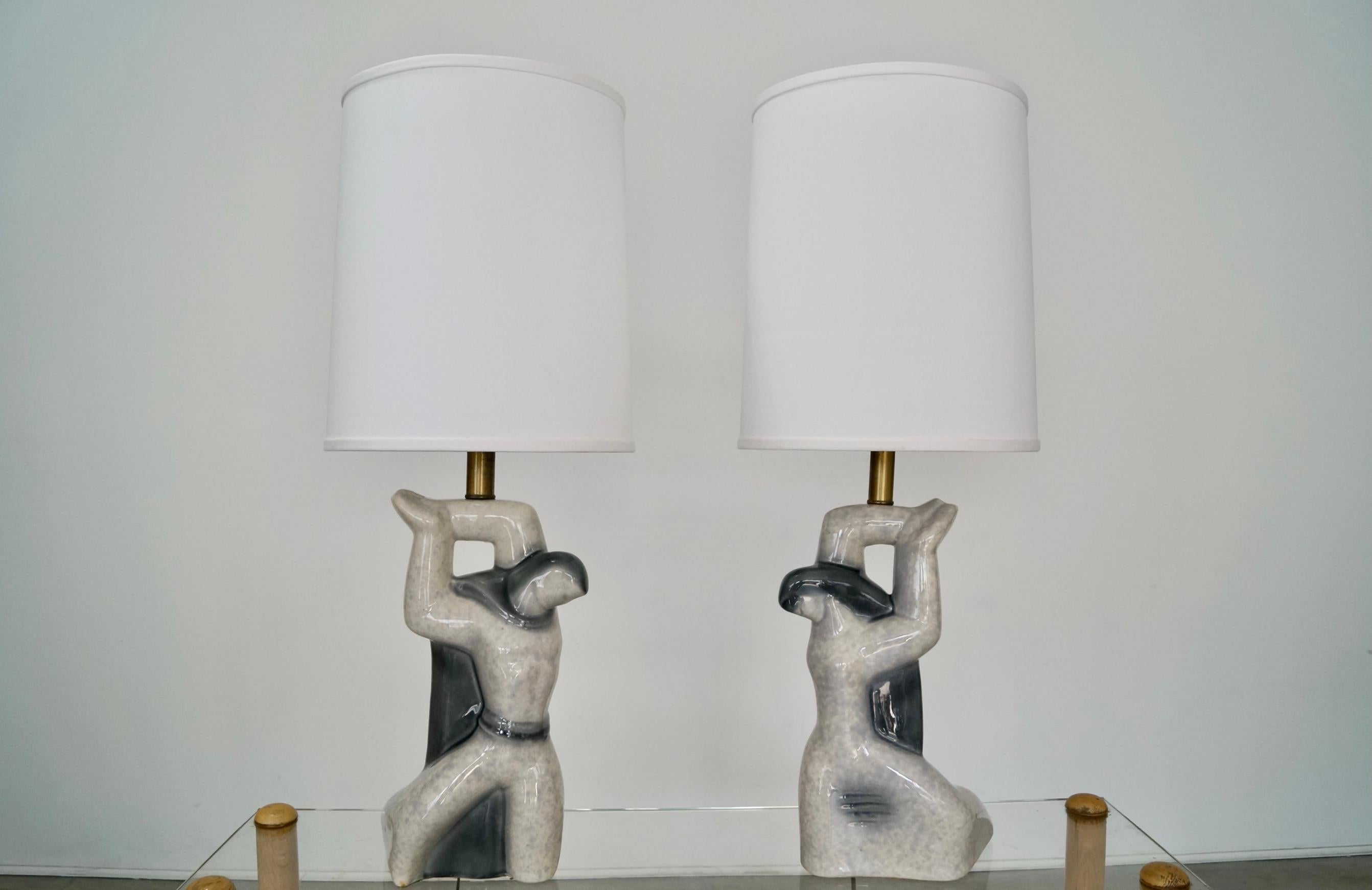 Pair of 1950's Heifetz Figurine Sculpture Table Lamps For Sale 10
