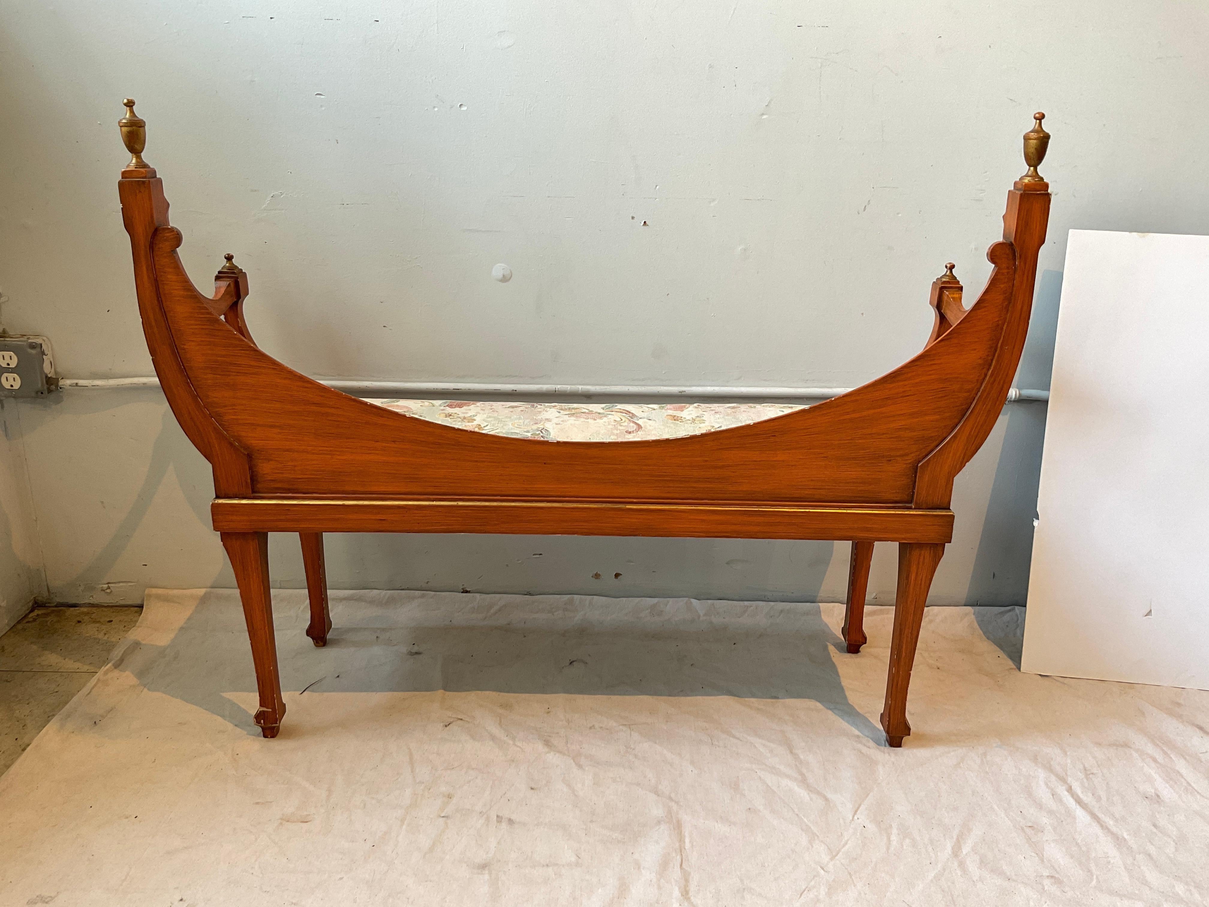 Pareja De Bancos Naranja Hollywood Regency Años 50 Madera en venta