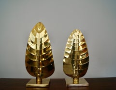 Paar Hollywood-Regency-Tischlampen im Stil von Tommaso Barbi aus den 1950er Jahren aus Messing