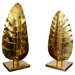 Retro Pair of 1950's Hollywood Regency Tommaso Barbi Style Brass Table Lamps