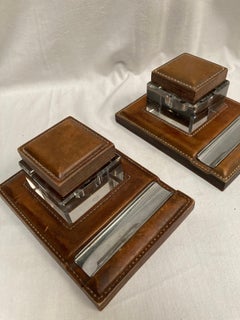 Pair of 1950's Inkwells by Paul Dupre-Lafon for Hermès