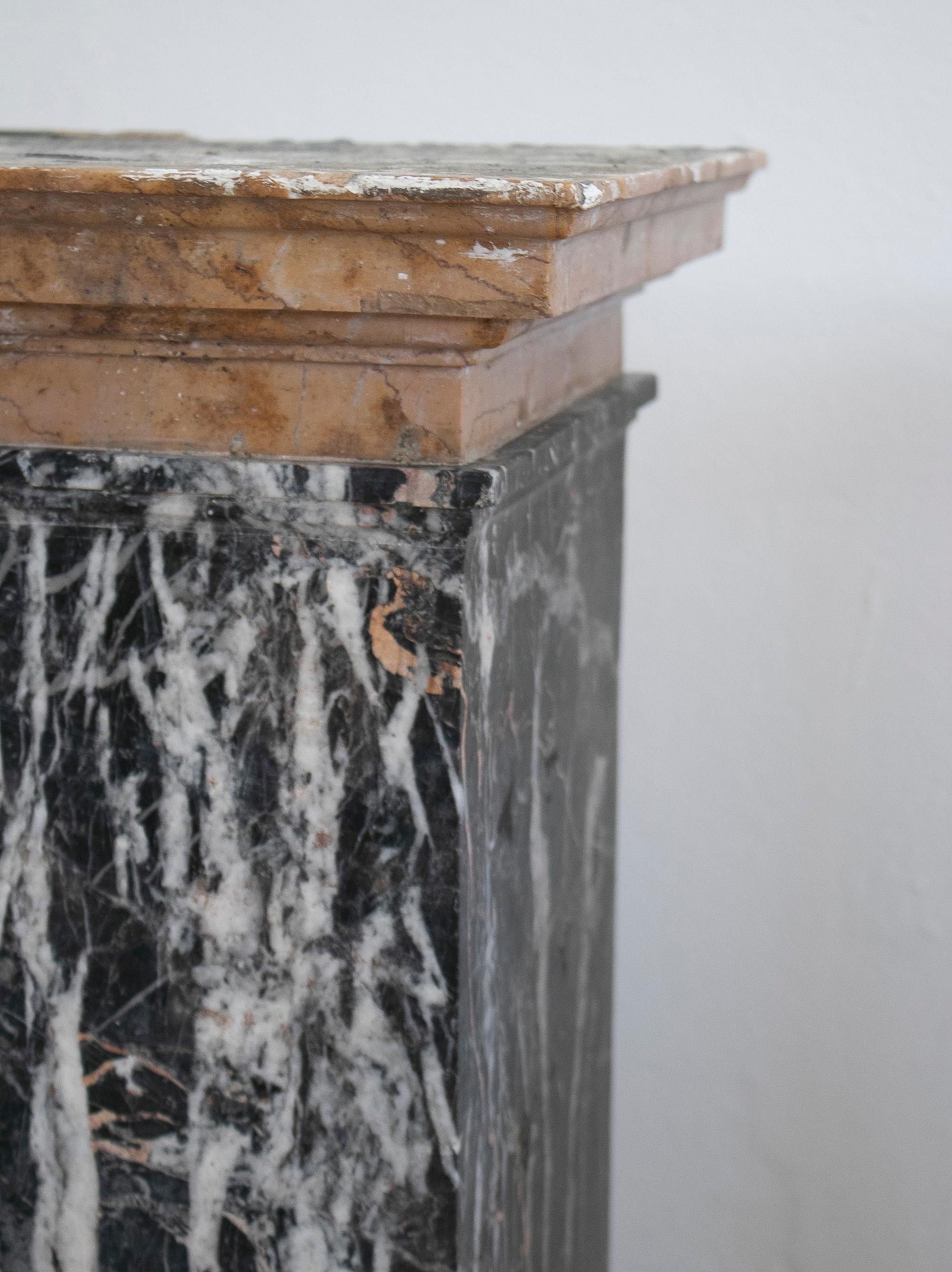 Pair of 1950s Italian 2-Tone Marble Square Pedestal Bases For Sale 9