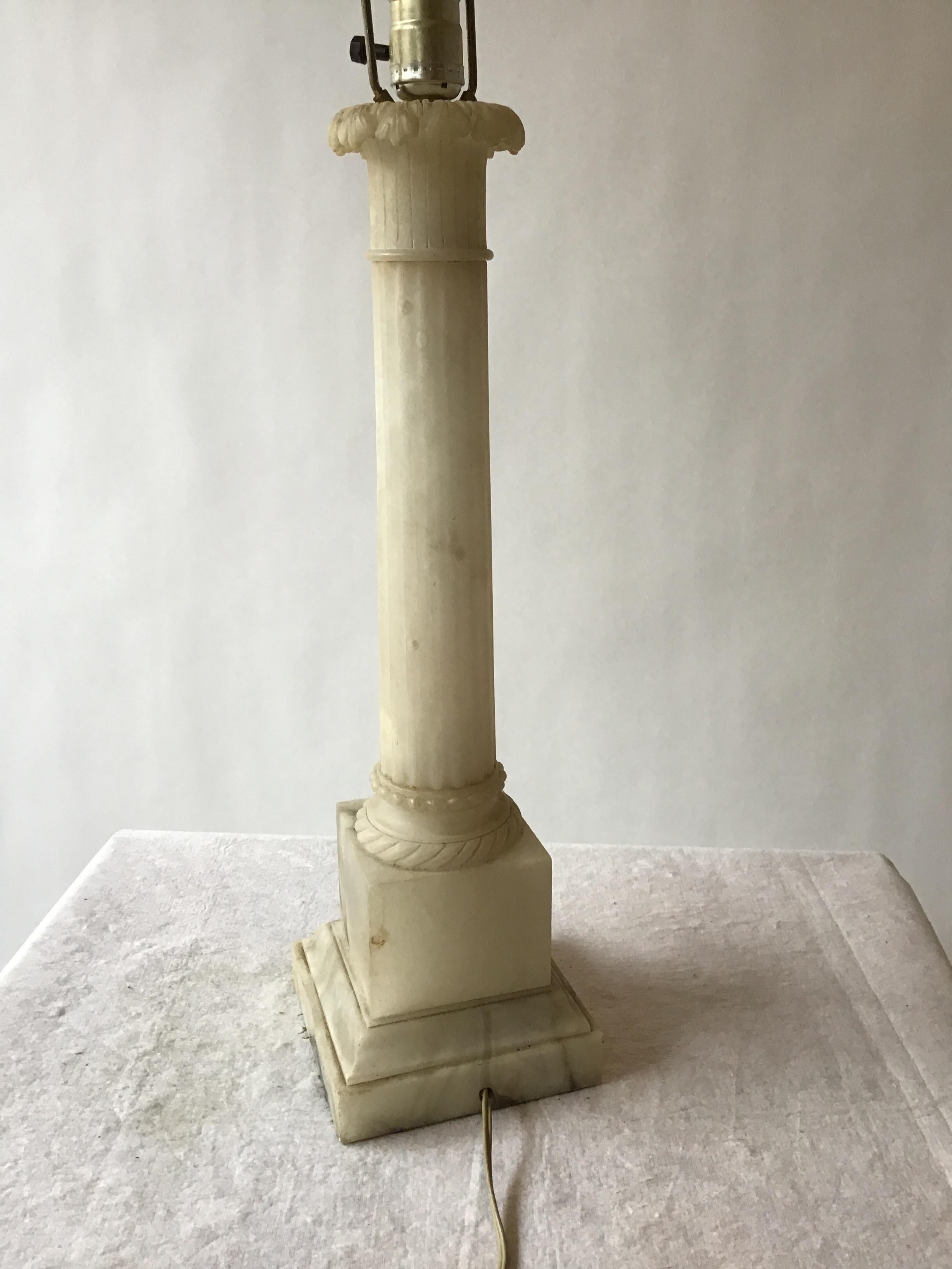 Pair of 1950s Italian Alabaster Column Lamps 2