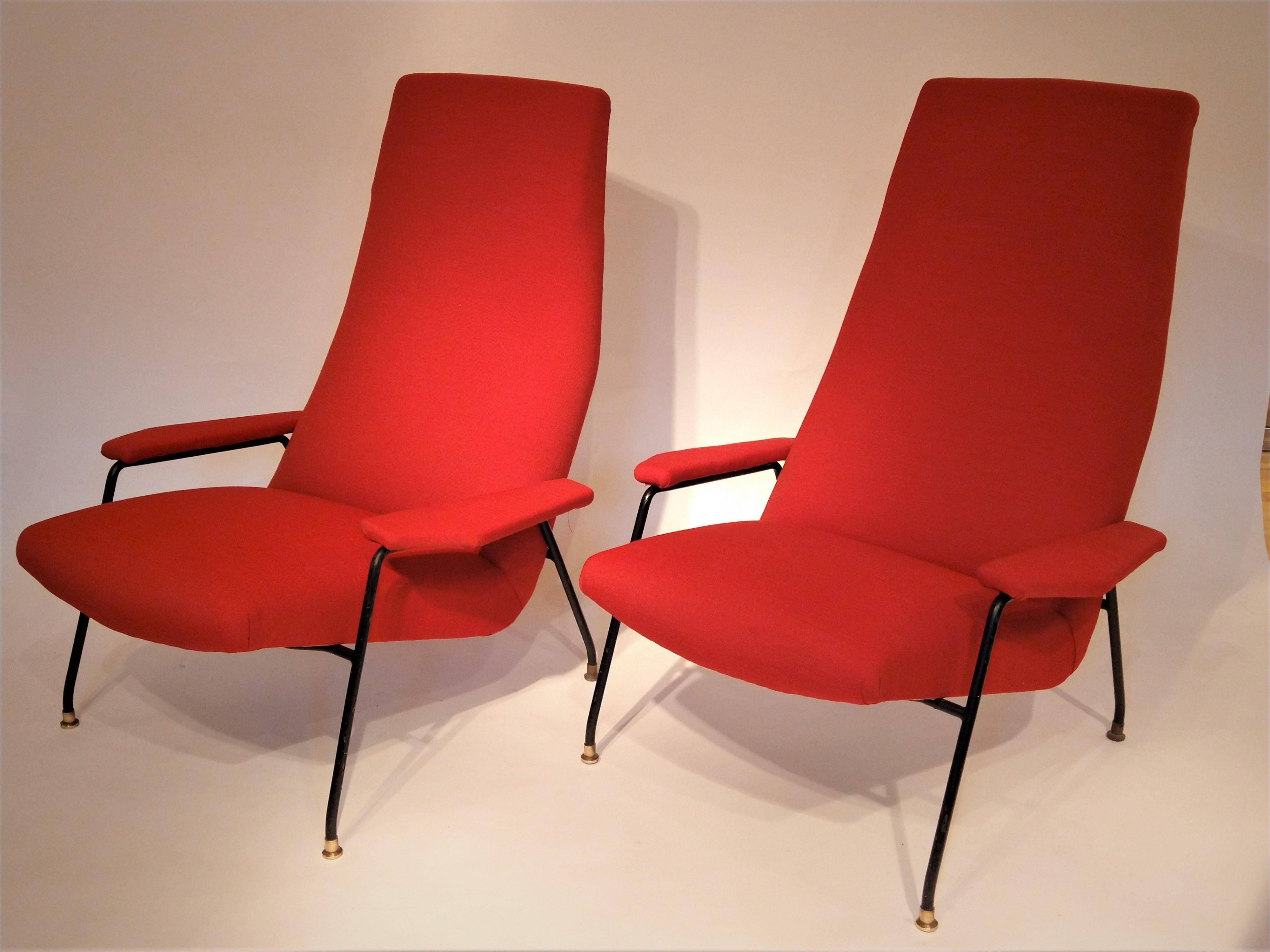 Pair of 1950s Italian Armchairs attributed to Augusto Bozzi for Saporiti  For Sale 6