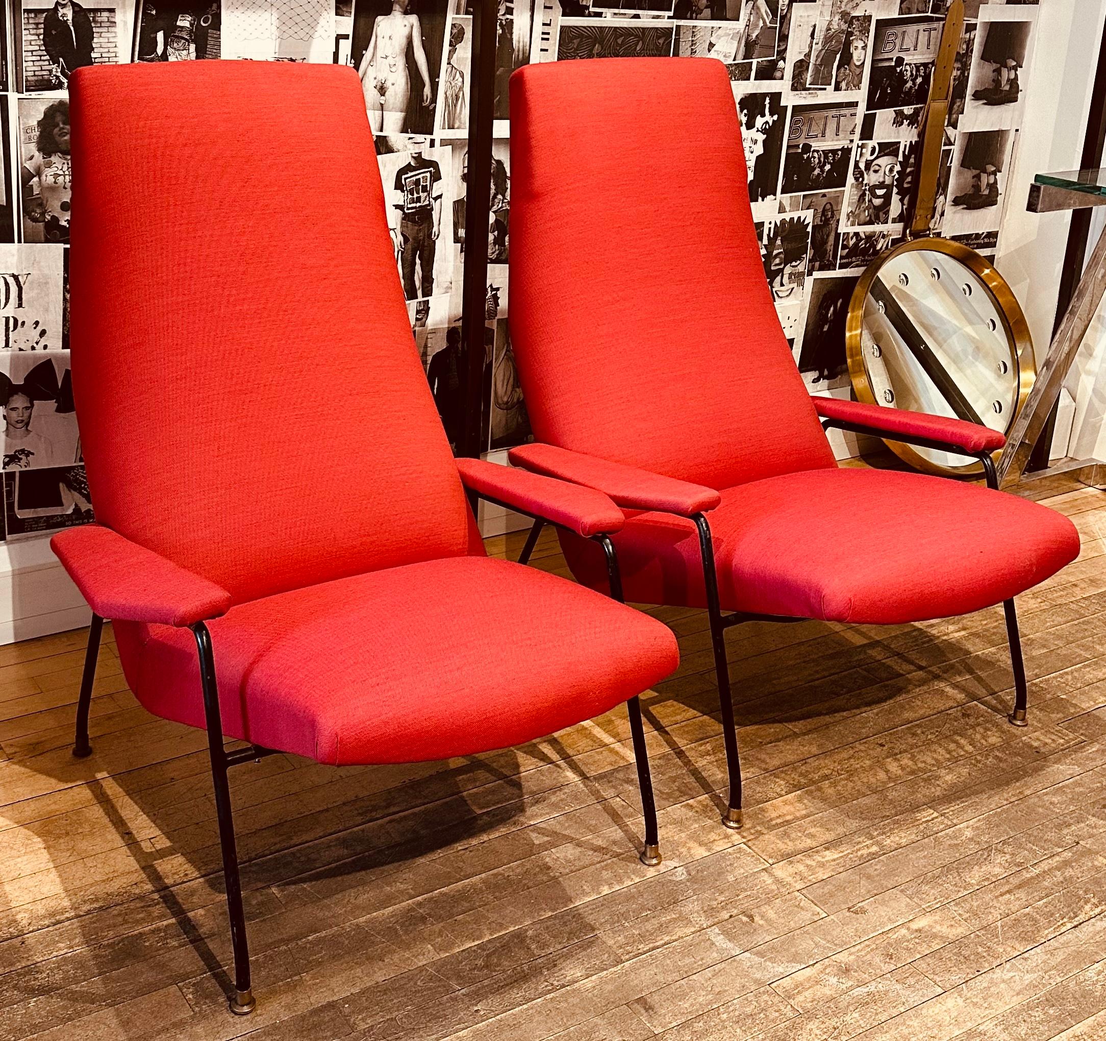 Mid-Century Modern Paire de fauteuils italiens des années 1950 attribués à Augusto Bozzi pour Saporiti  en vente