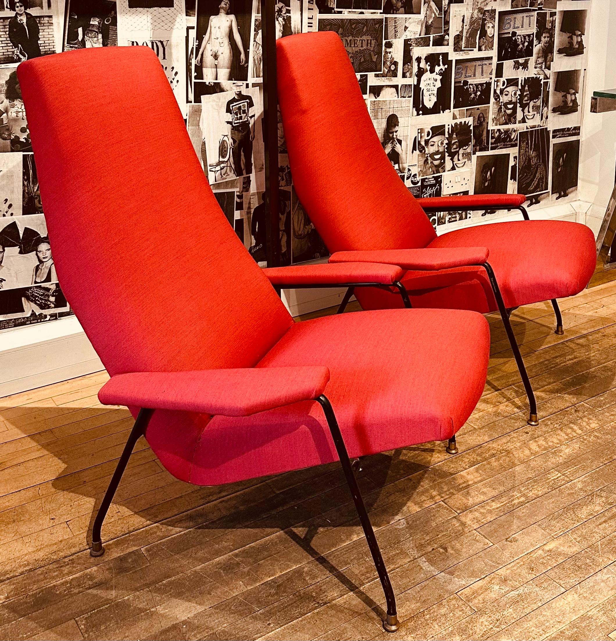 Mid-Century Modern Pair of 1950s Italian Armchairs attributed to Augusto Bozzi for Saporiti  For Sale