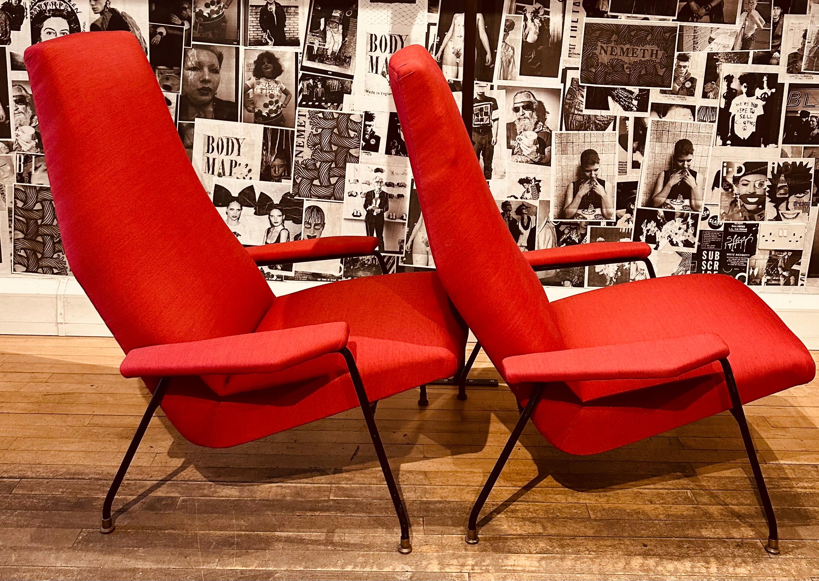 Painted Pair of 1950s Italian Armchairs attributed to Augusto Bozzi for Saporiti  For Sale