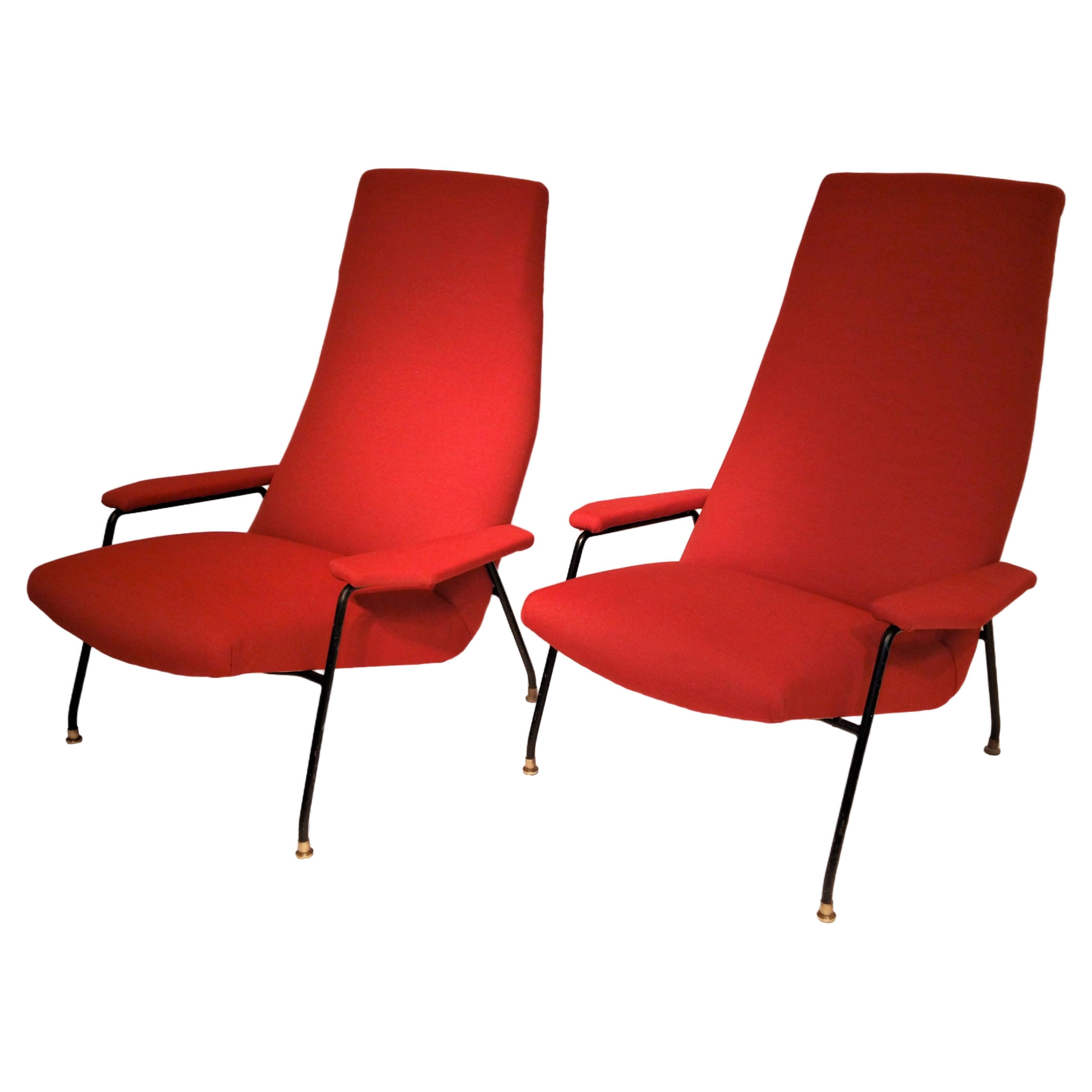 Pair of 1950s Italian Armchairs attributed to Augusto Bozzi for Saporiti  For Sale