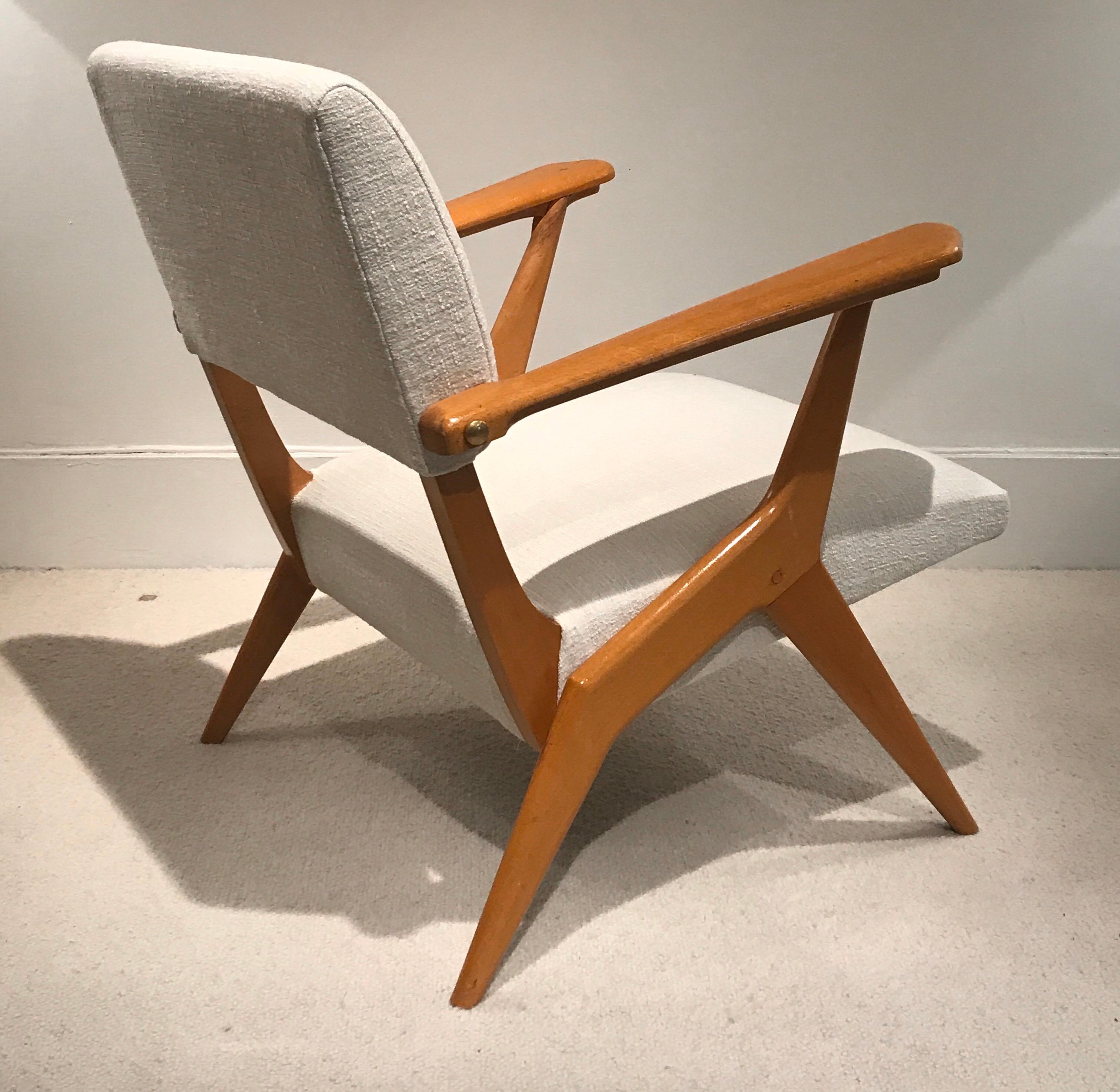 Pair of 1950s Italian armchairs,
New fabric.
         