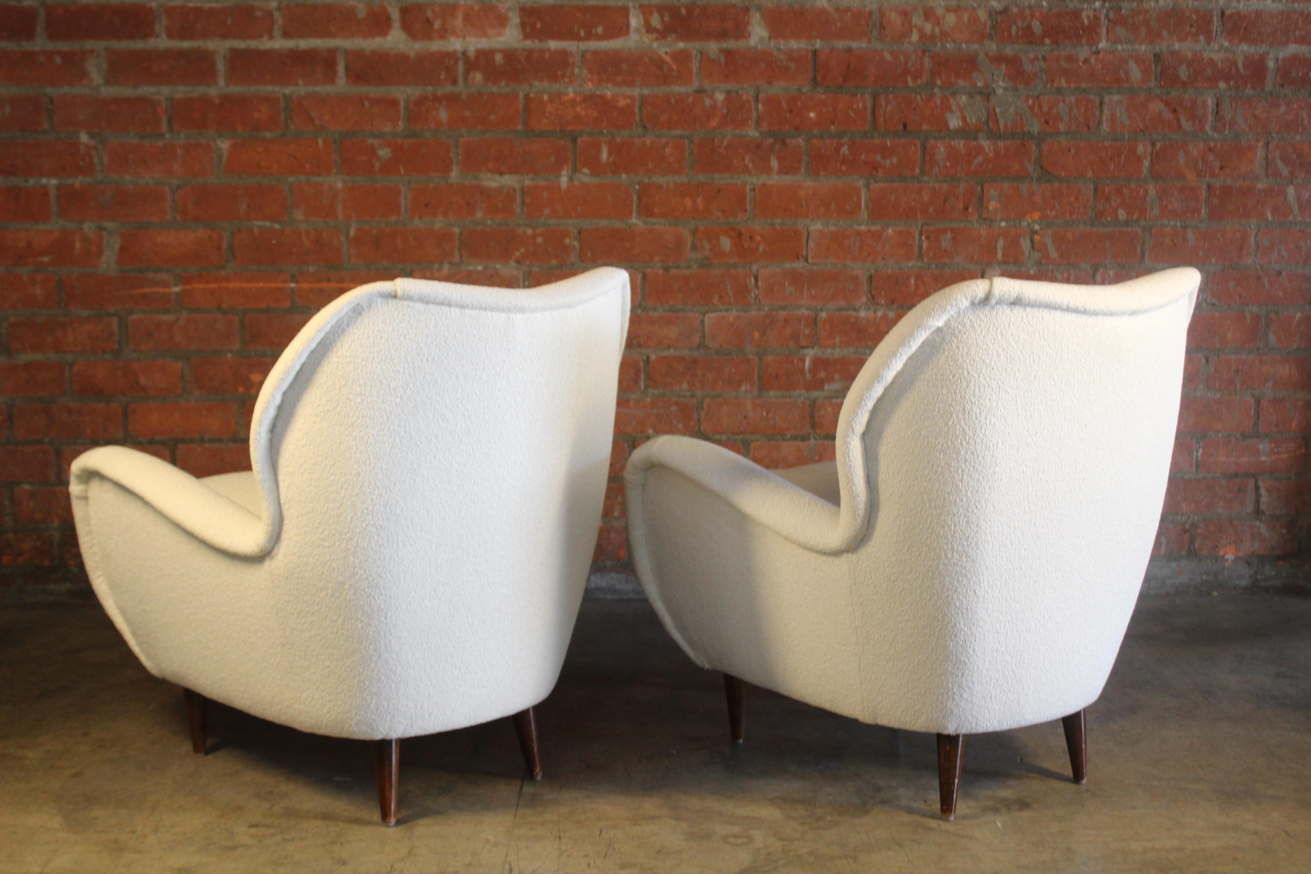 Pair of 1950s Italian Armchairs in Boucle 10