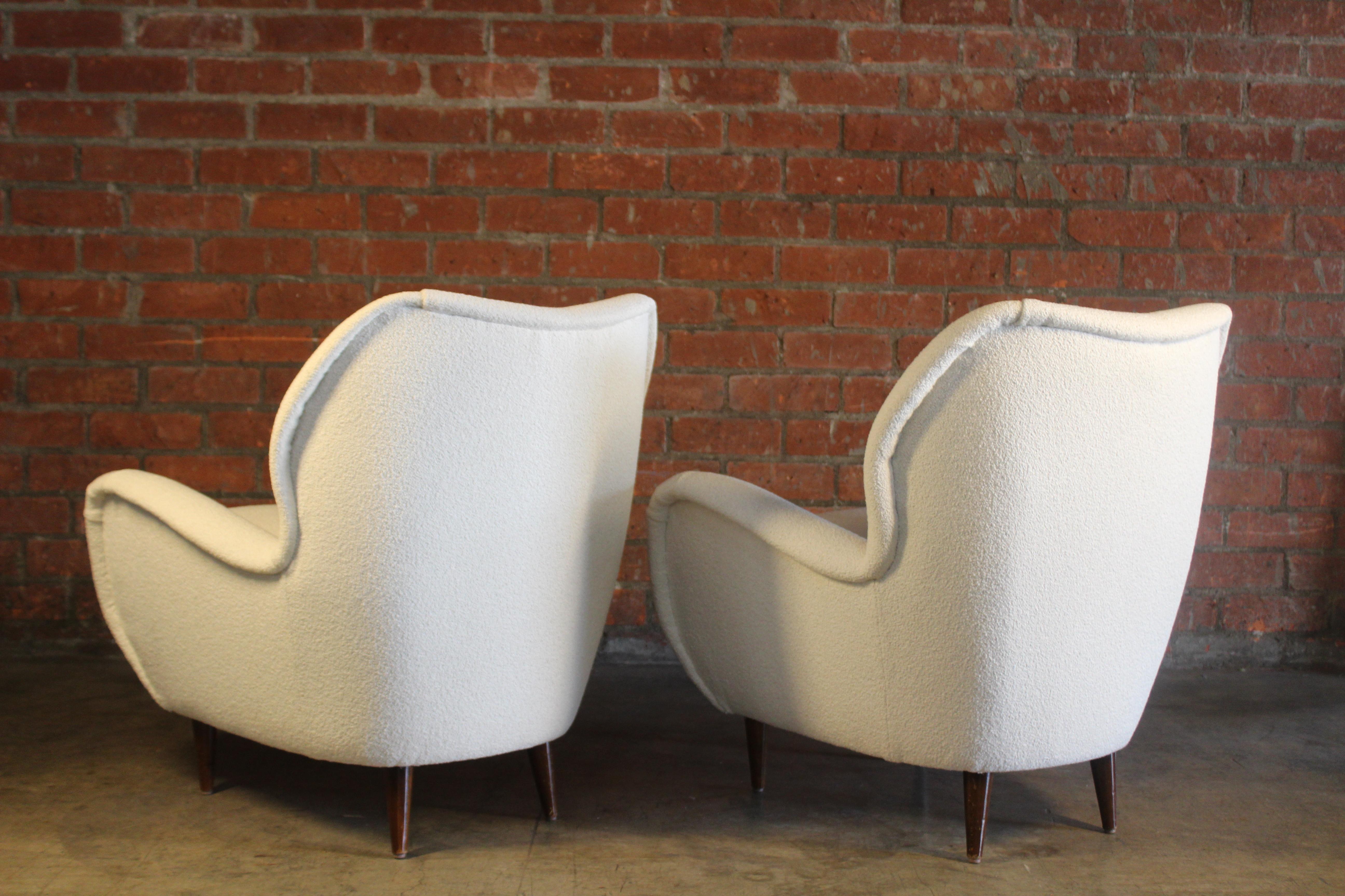 Pair of 1950s Italian Armchairs in Boucle 11