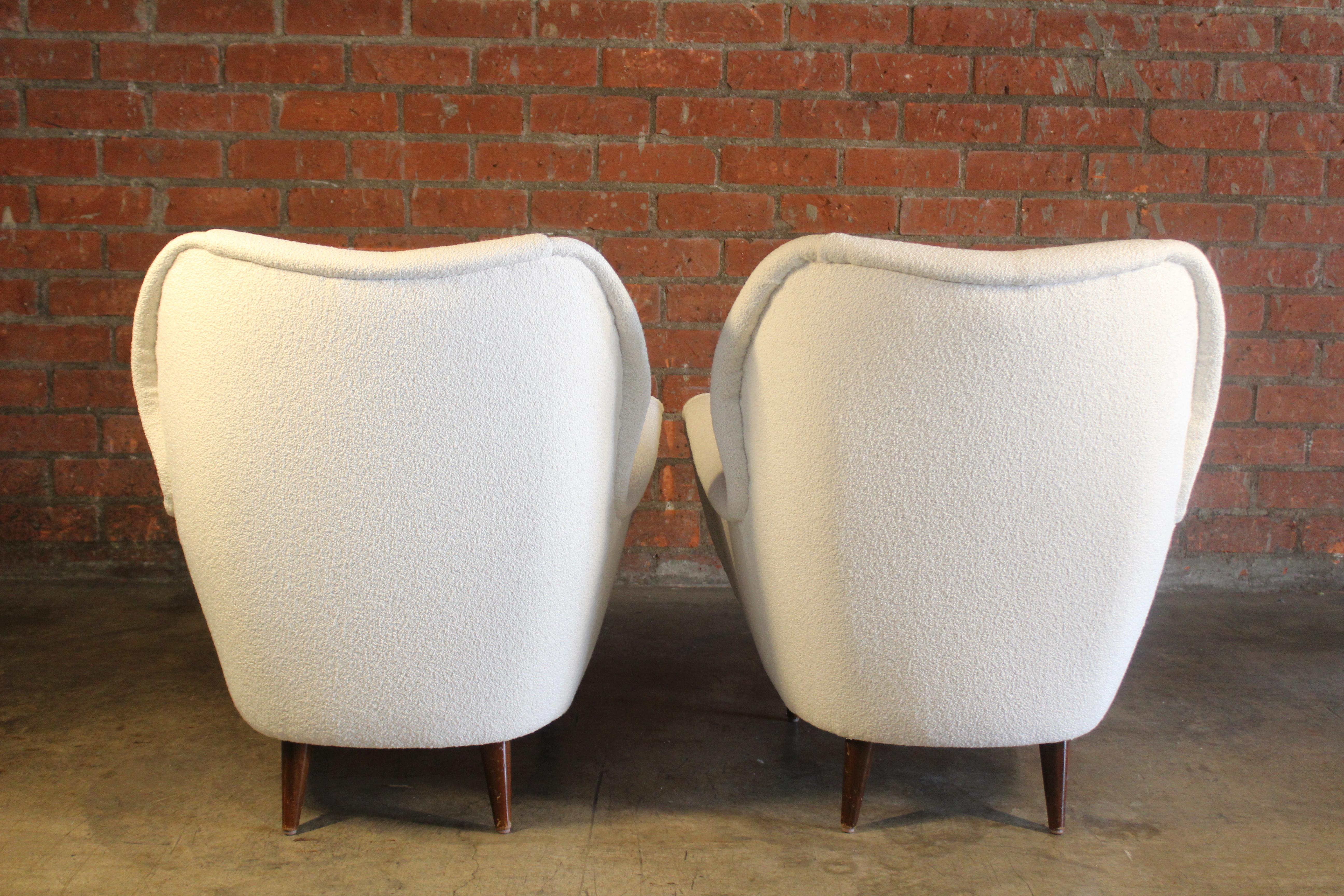 Pair of 1950s Italian Armchairs in Boucle 12