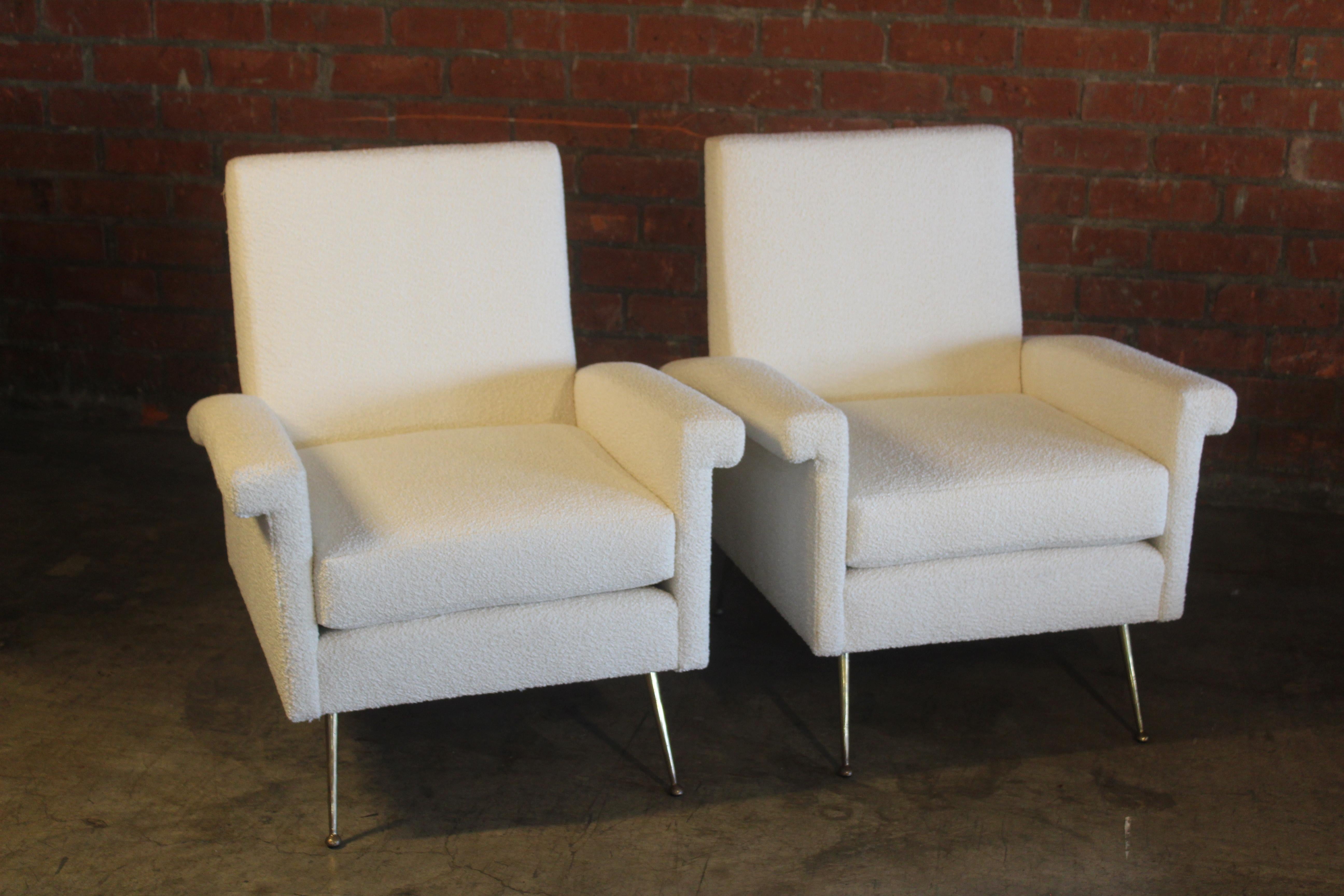 Pair of 1950s Italian Armchairs in Bouclé In Good Condition In Los Angeles, CA