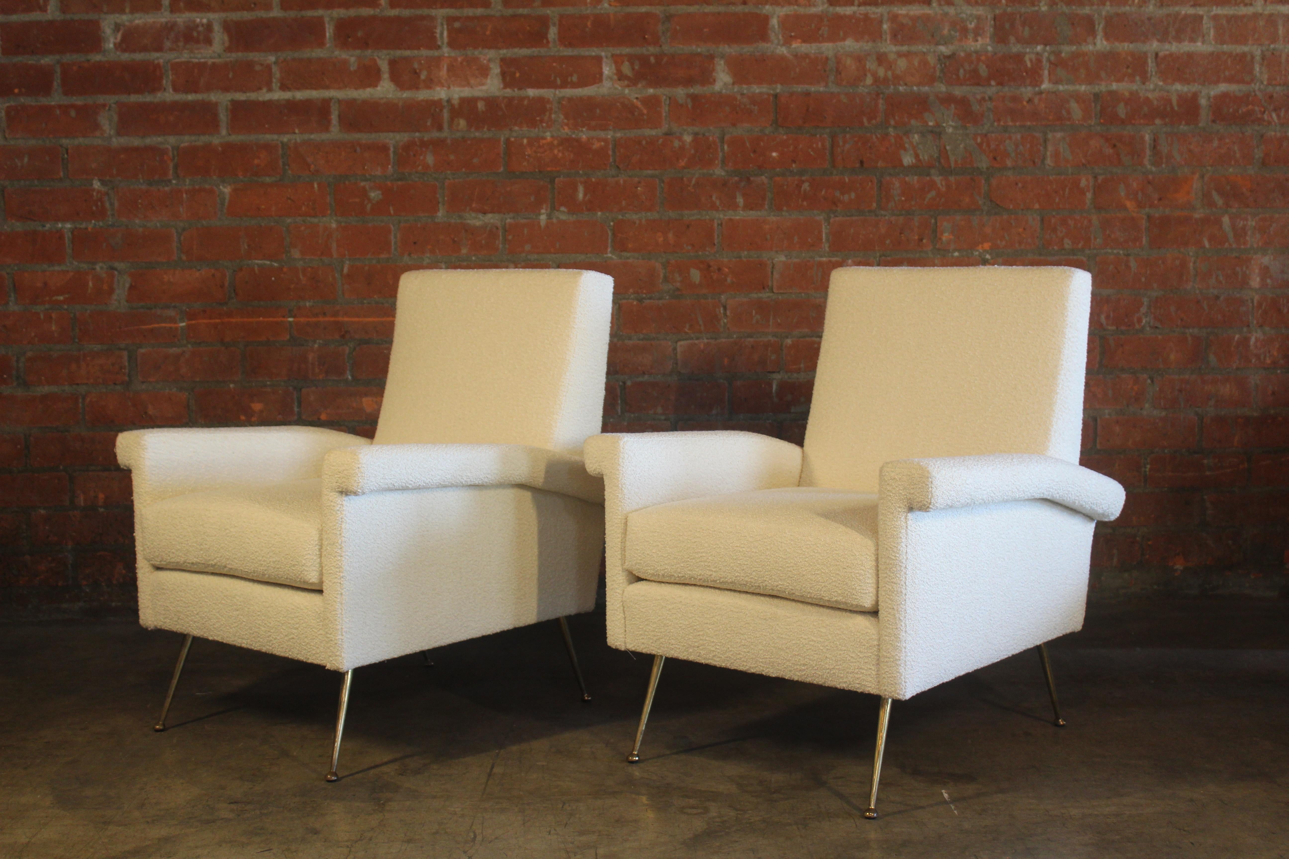 Pair of 1950s Italian Armchairs in Bouclé 1