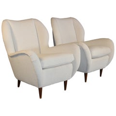 Pair of 1950s Italian Armchairs in Boucle Pair of 1950s Italian Armchairs in Boucle