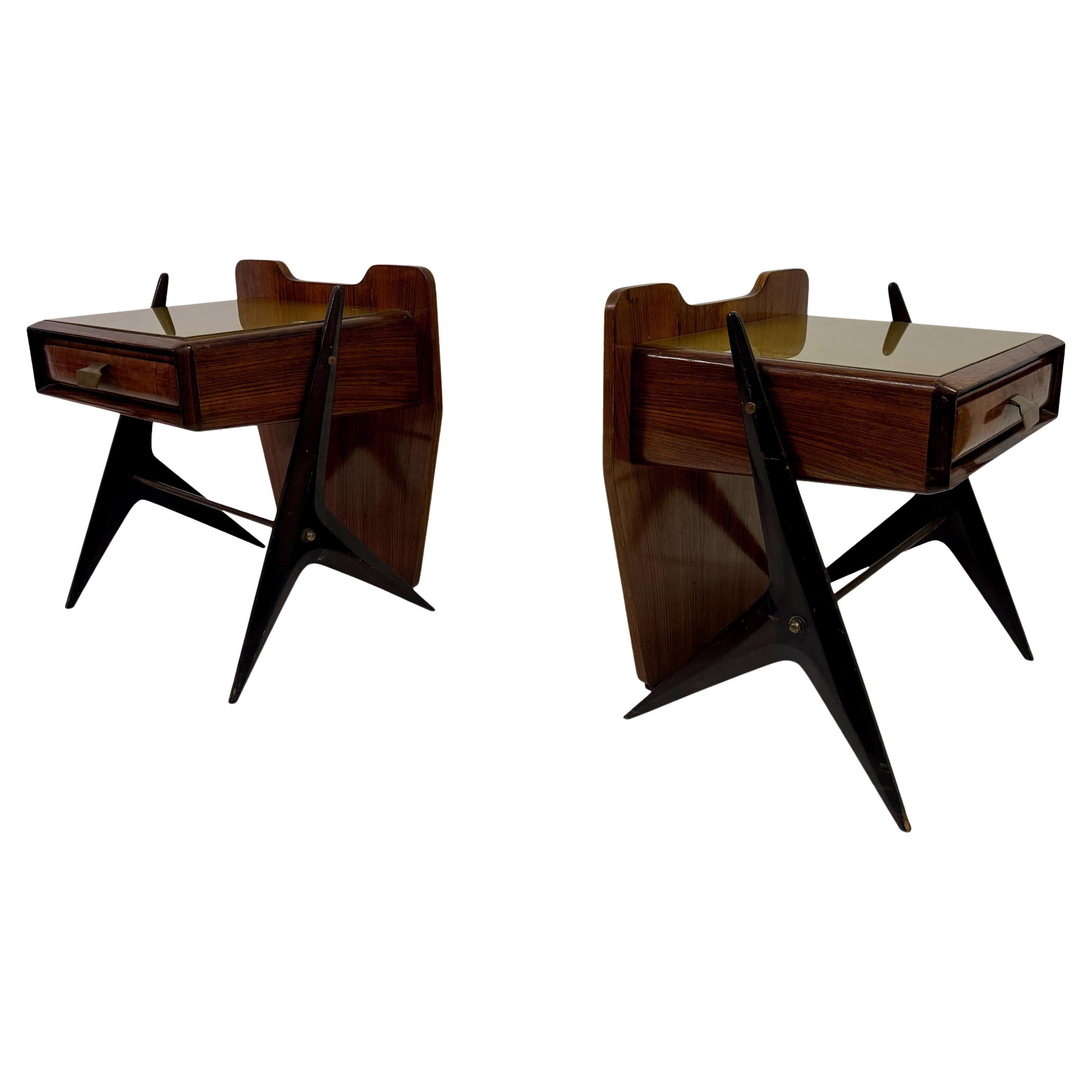 Pair of 1950s Italian Bedside Tables For Sale