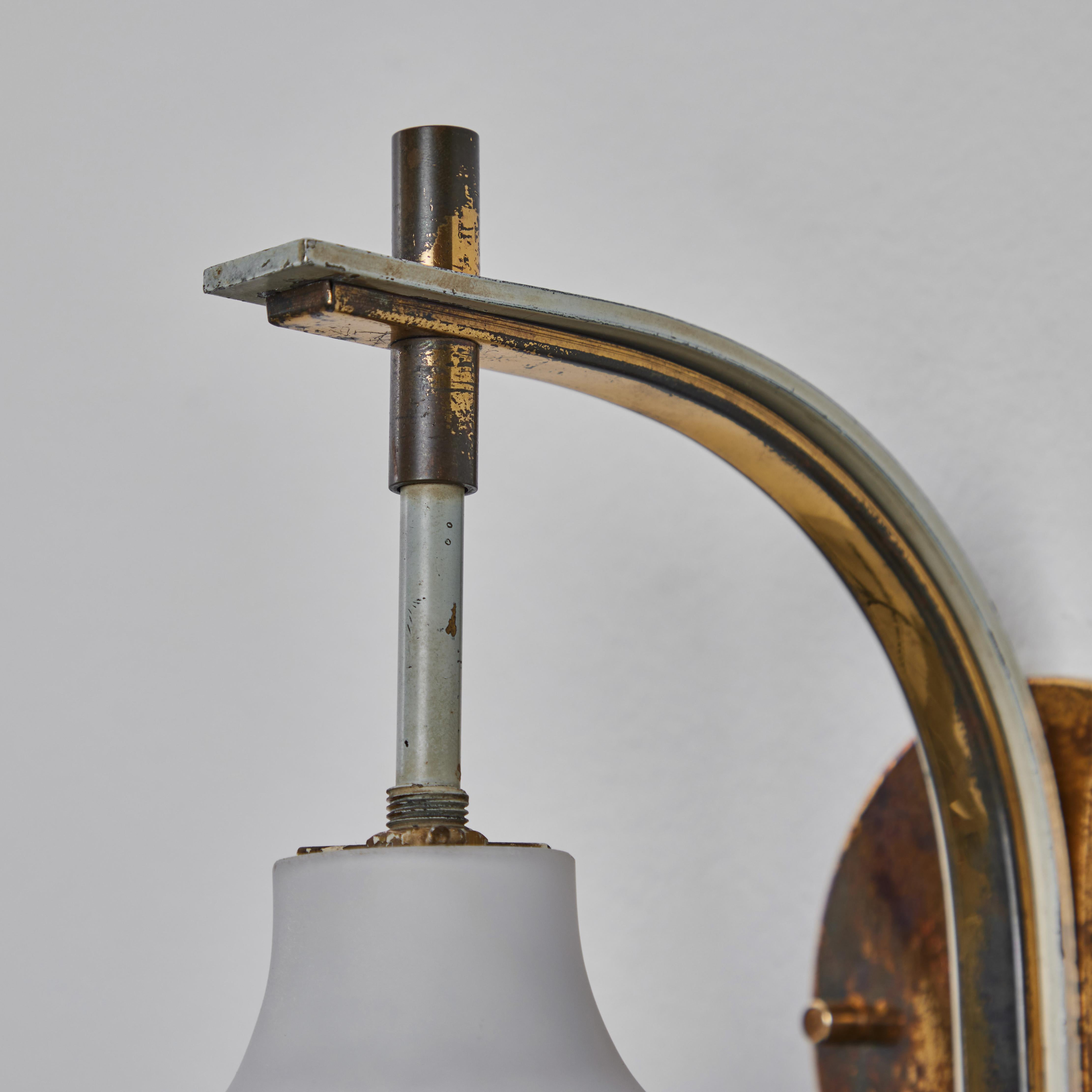 Pair of 1950s Italian Brass and Glass Sconces Attributed to Stilnovo 6