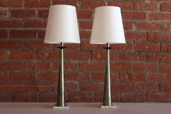 Pair of 1950s Italian Brass and Marble Table Lamps