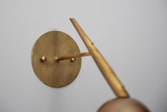 Pair of 1950s Italian Brass and Opaline Glass Globe Wall Sconces