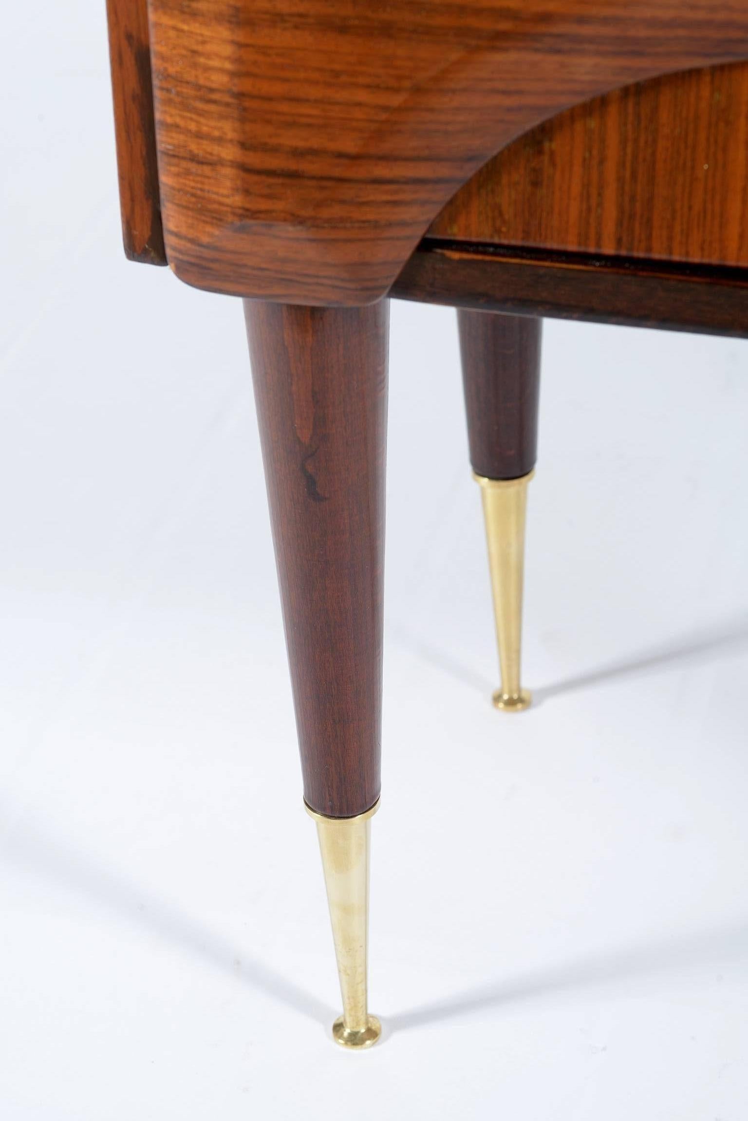 Pair of 1950s Italian Brass Feet Nightstand or Side Table Midcentury 3
