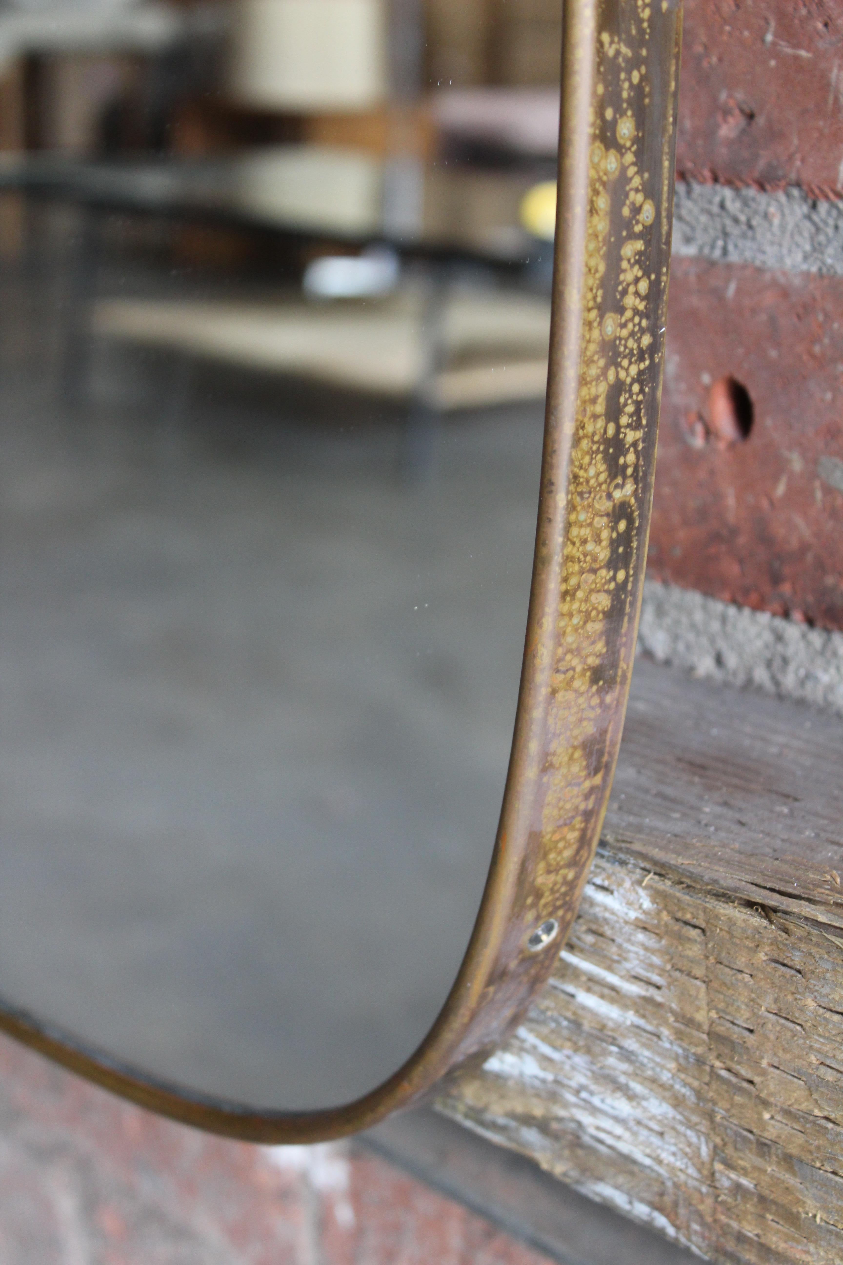 Pair of 1950s Italian Brass Framed Wall Mirrors 6