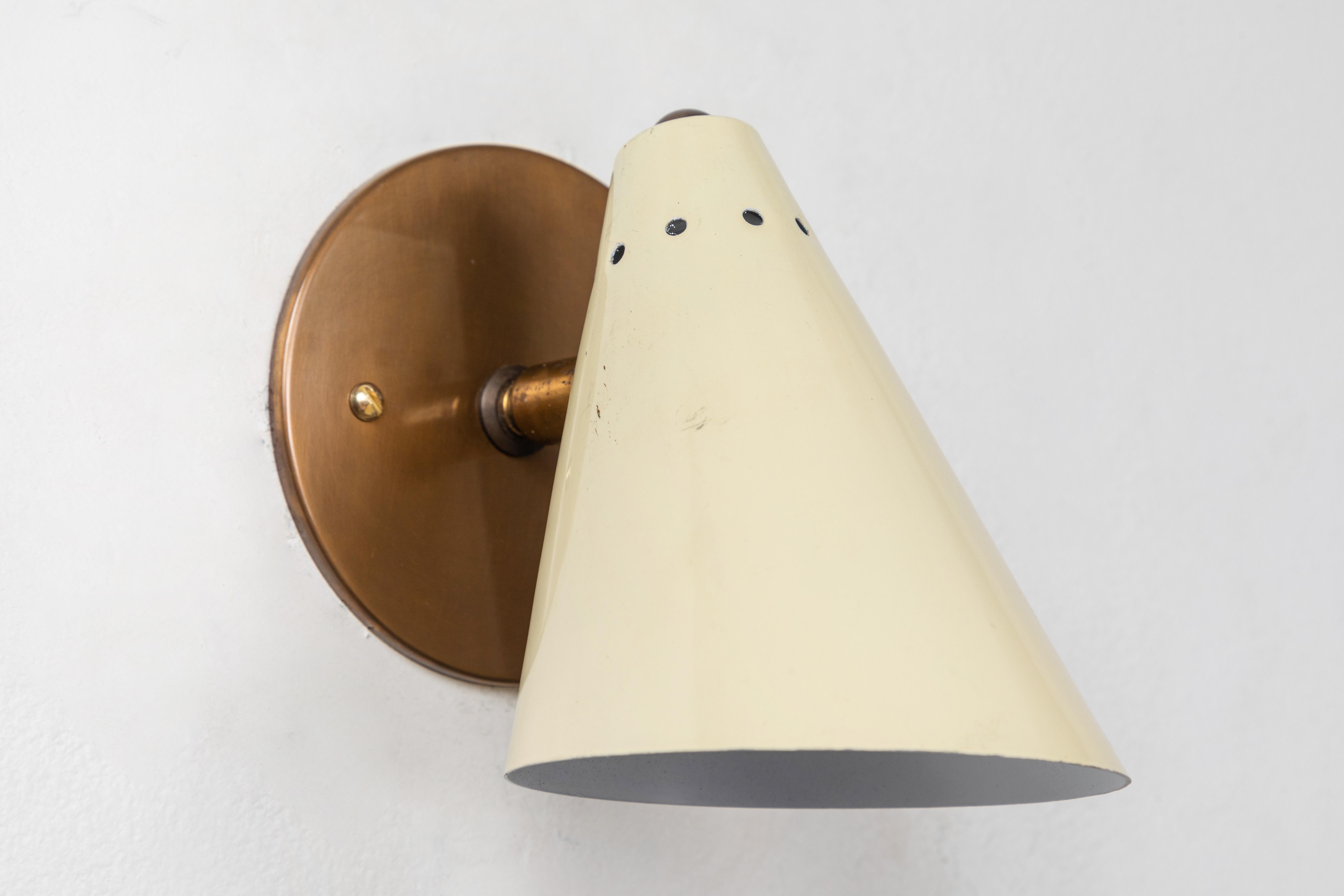 Brass Pair of 1950s Italian Cone Sconces in the Manner of Arteluce