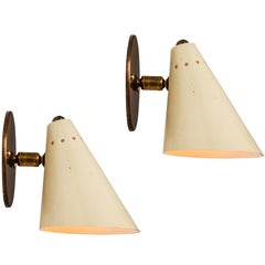 Pair of 1950s Italian Cone Sconces in the Manner of Arteluce