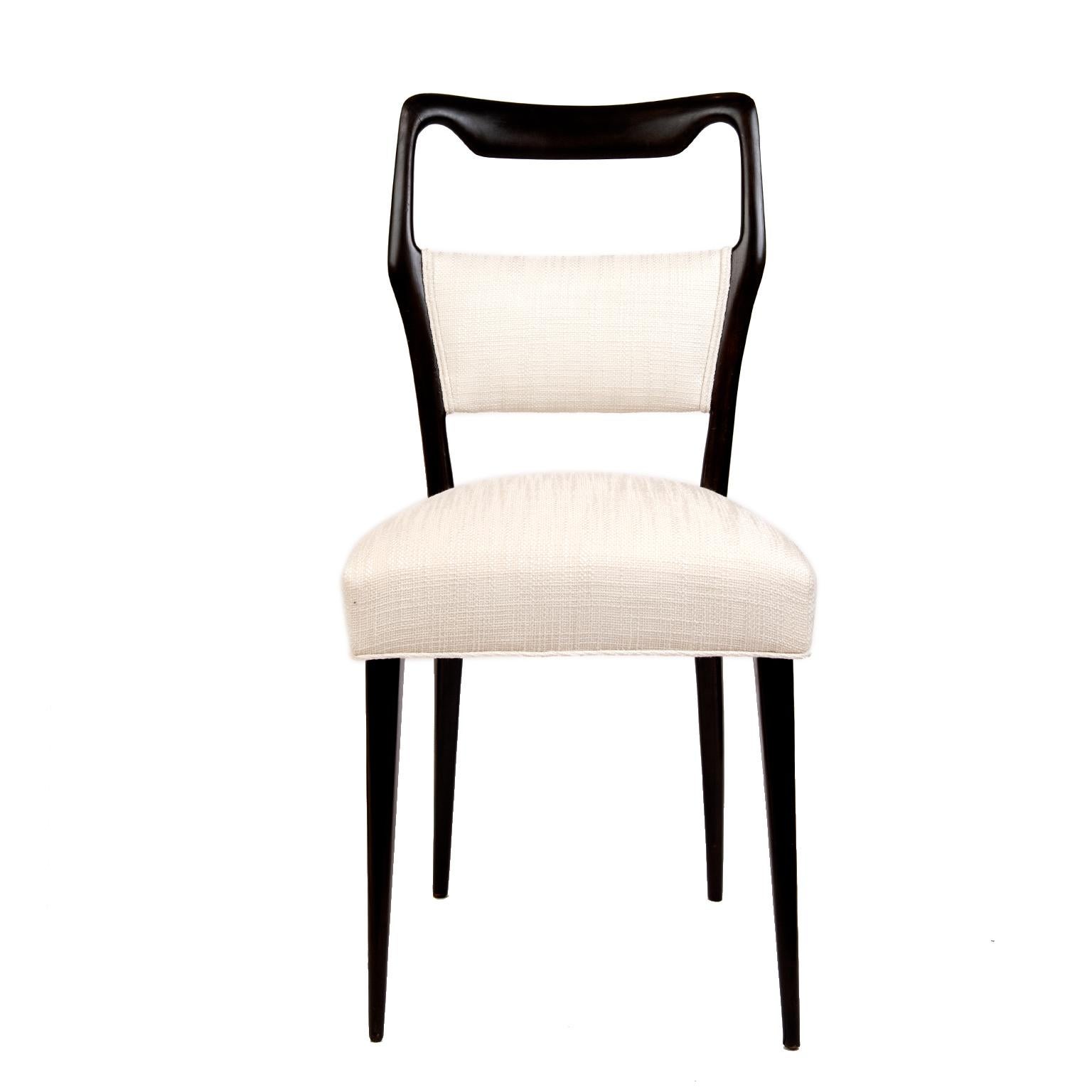 Ebonized Pair of 1950s Italian Dinning/Occasional Chairs by Vittorio Dassi