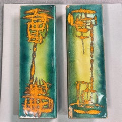 Pair of 1950's Italian Enameled Copper Door Pulls