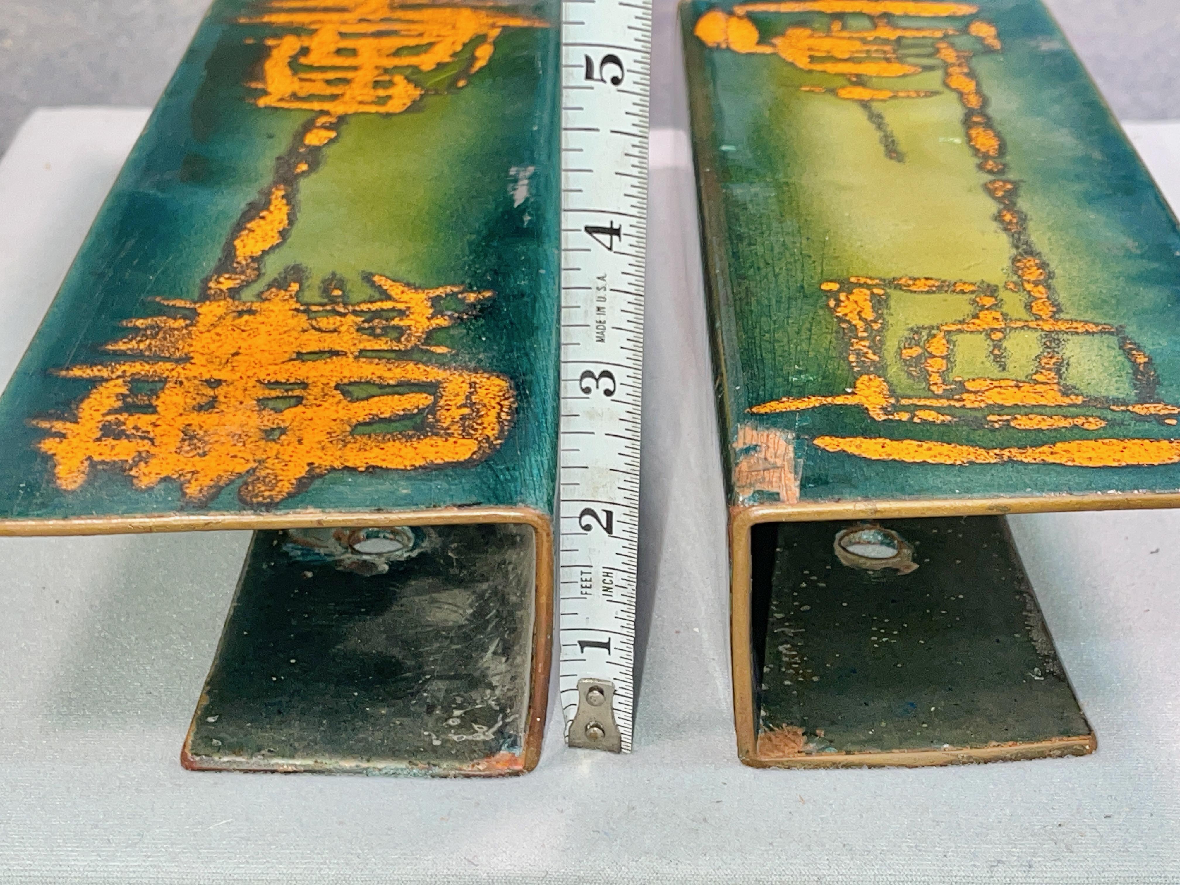 Pareja de tiradores de puerta italianos de cobre esmaltado de los años 50 Cobre en venta