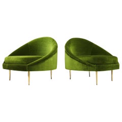 Pair of 1950s Italian Lounge Chairs in Holly Hunt Great Plains Green