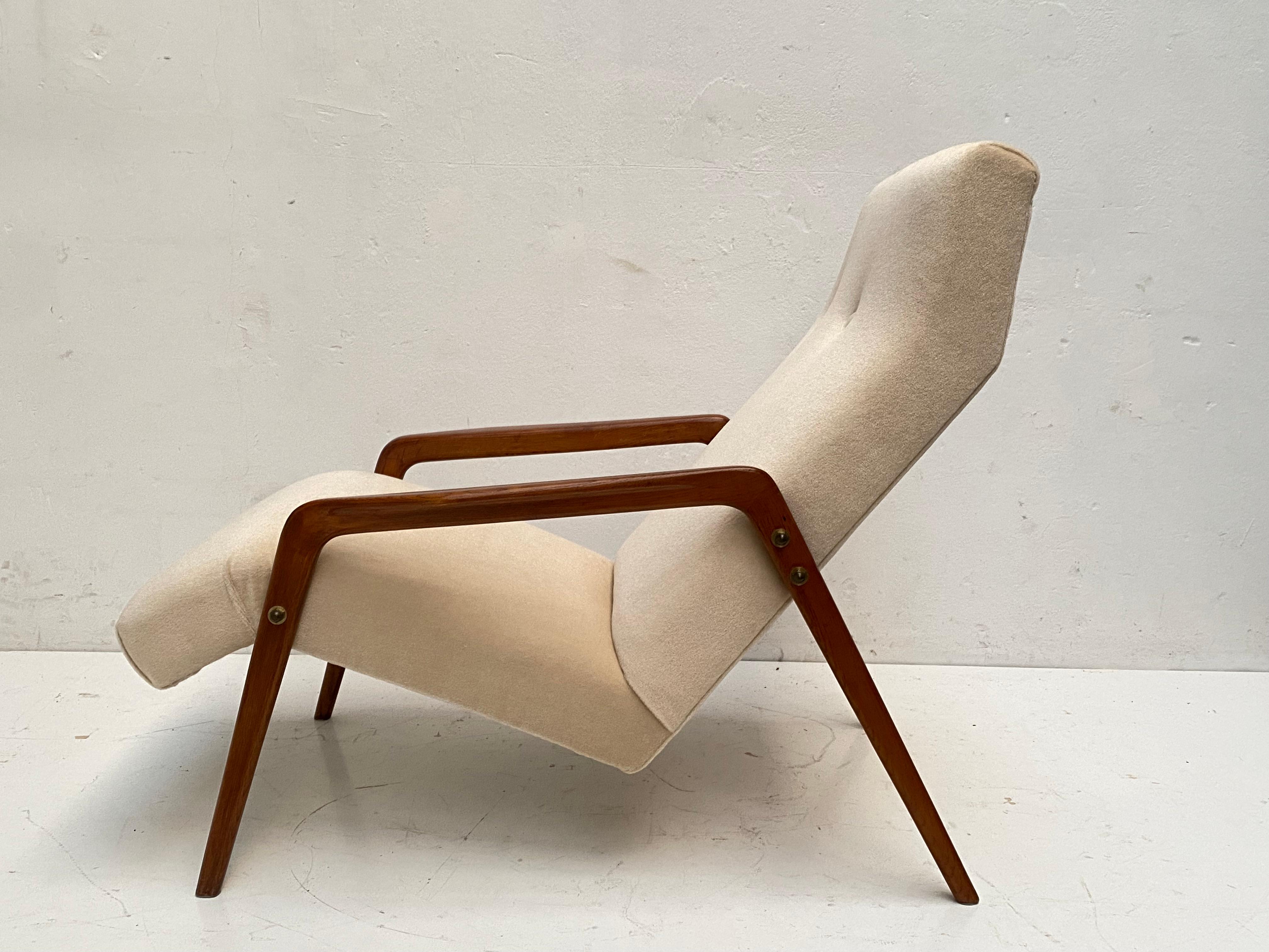 Pair of 1950's Italian Lounge Chairs in Mohair Velvet Restored & New Upholstery! For Sale 4