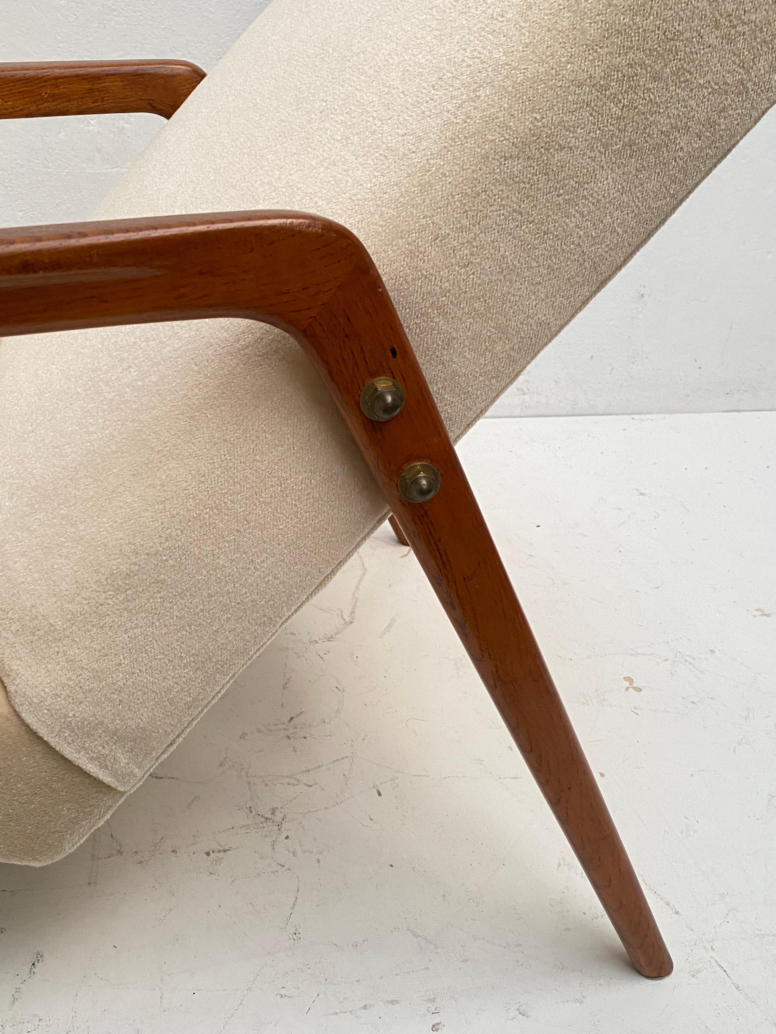 Pair of 1950's Italian Lounge Chairs in Mohair Velvet Restored & New Upholstery! For Sale 5