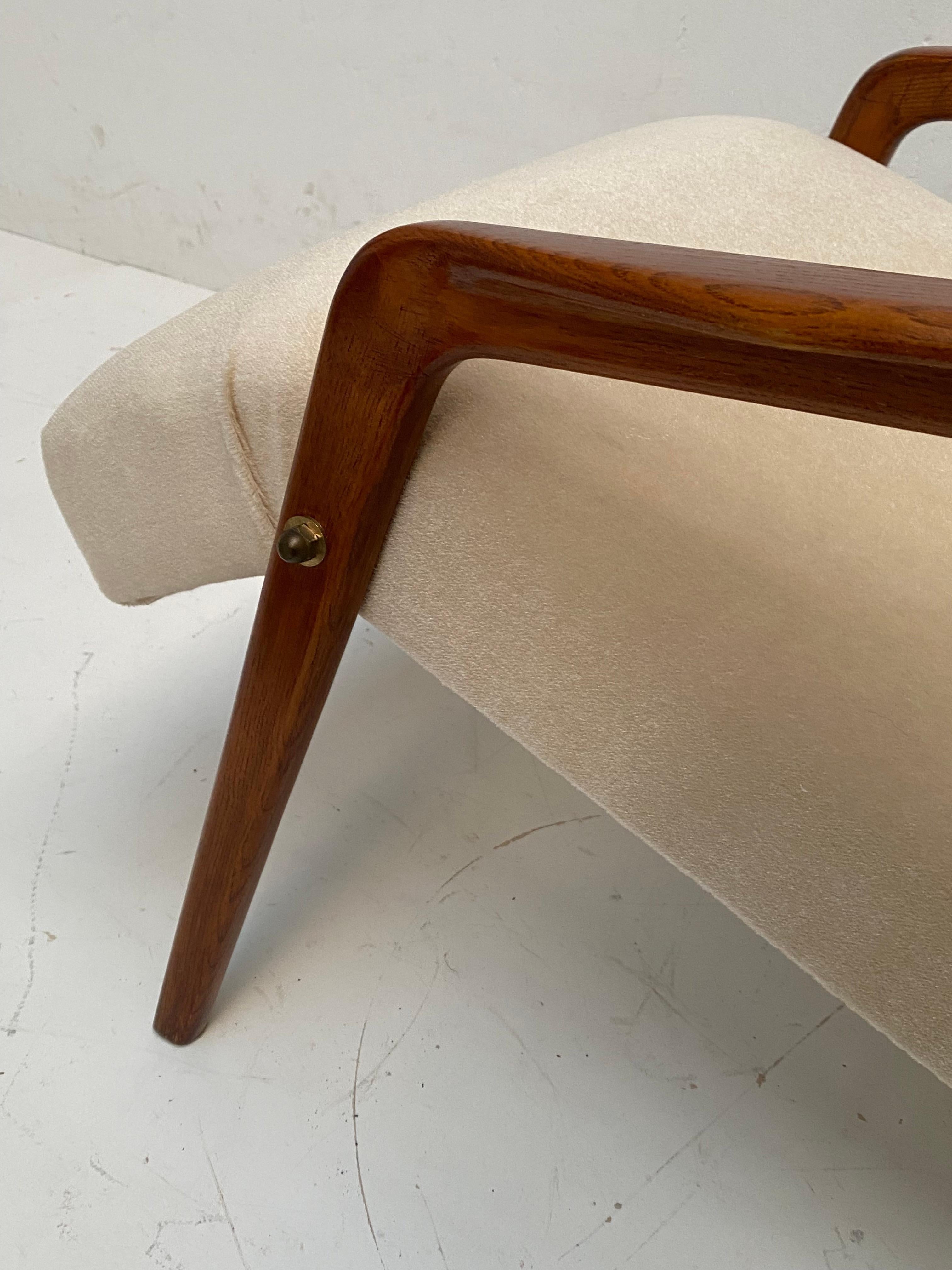 Pair of 1950's Italian Lounge Chairs in Mohair Velvet Restored & New Upholstery! For Sale 6