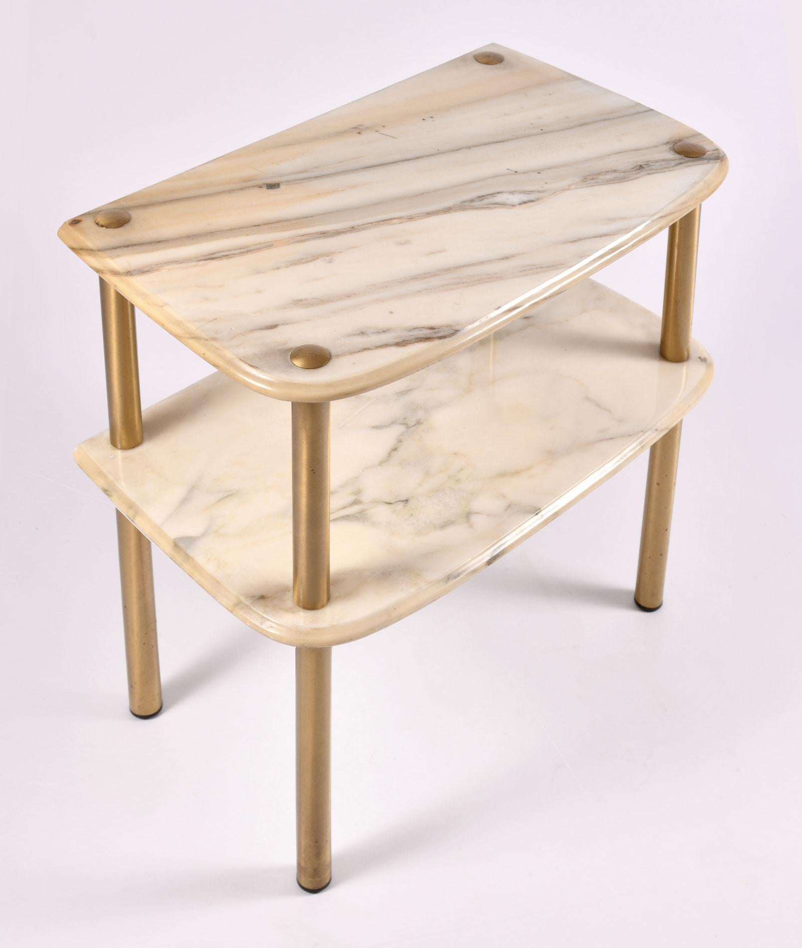 Mid-Century Modern Pair of 1950s Italian Marble-Topped Side Tables
