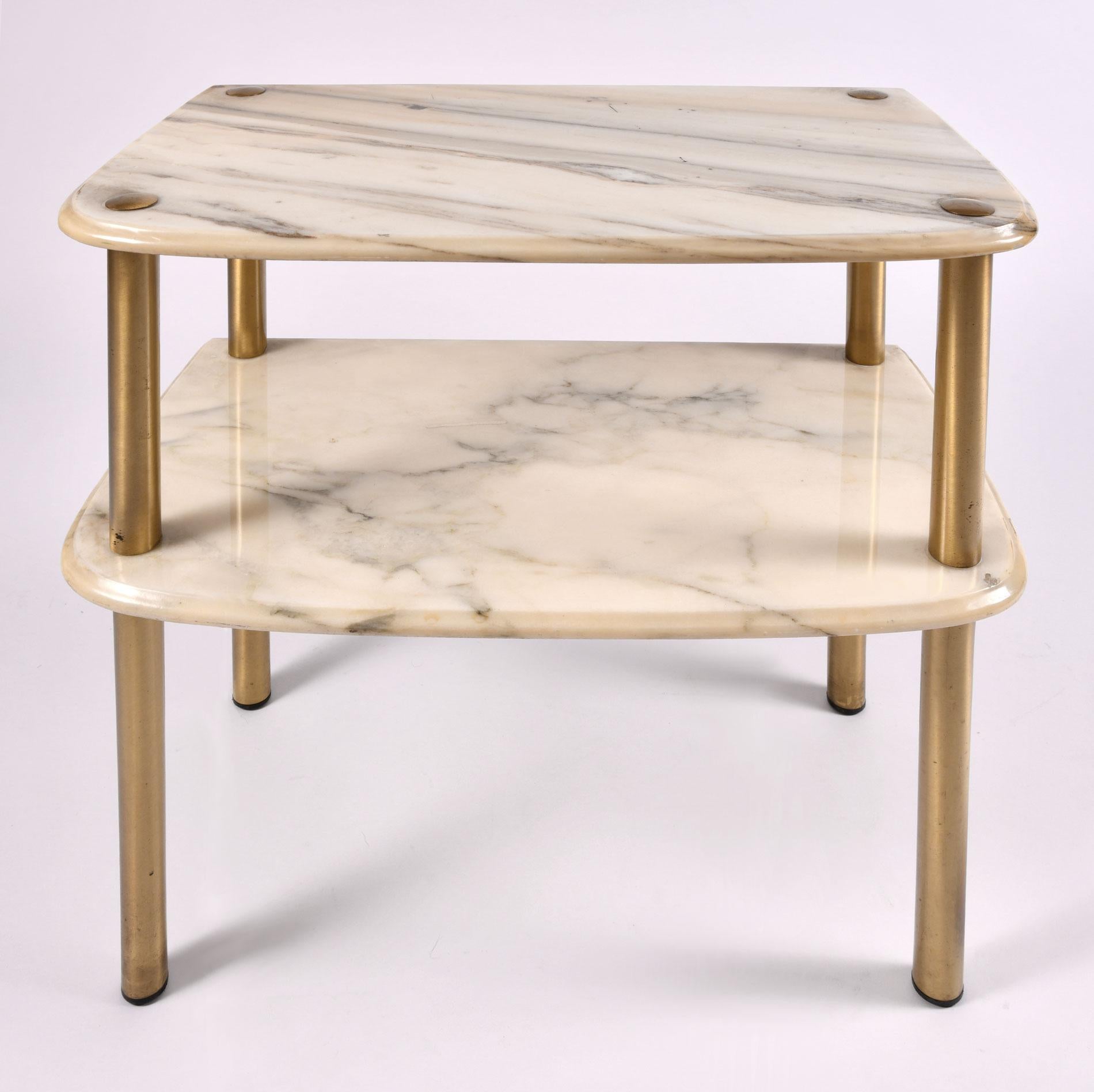 Pair of 1950s Italian Marble-Topped Side Tables (Italienisch)