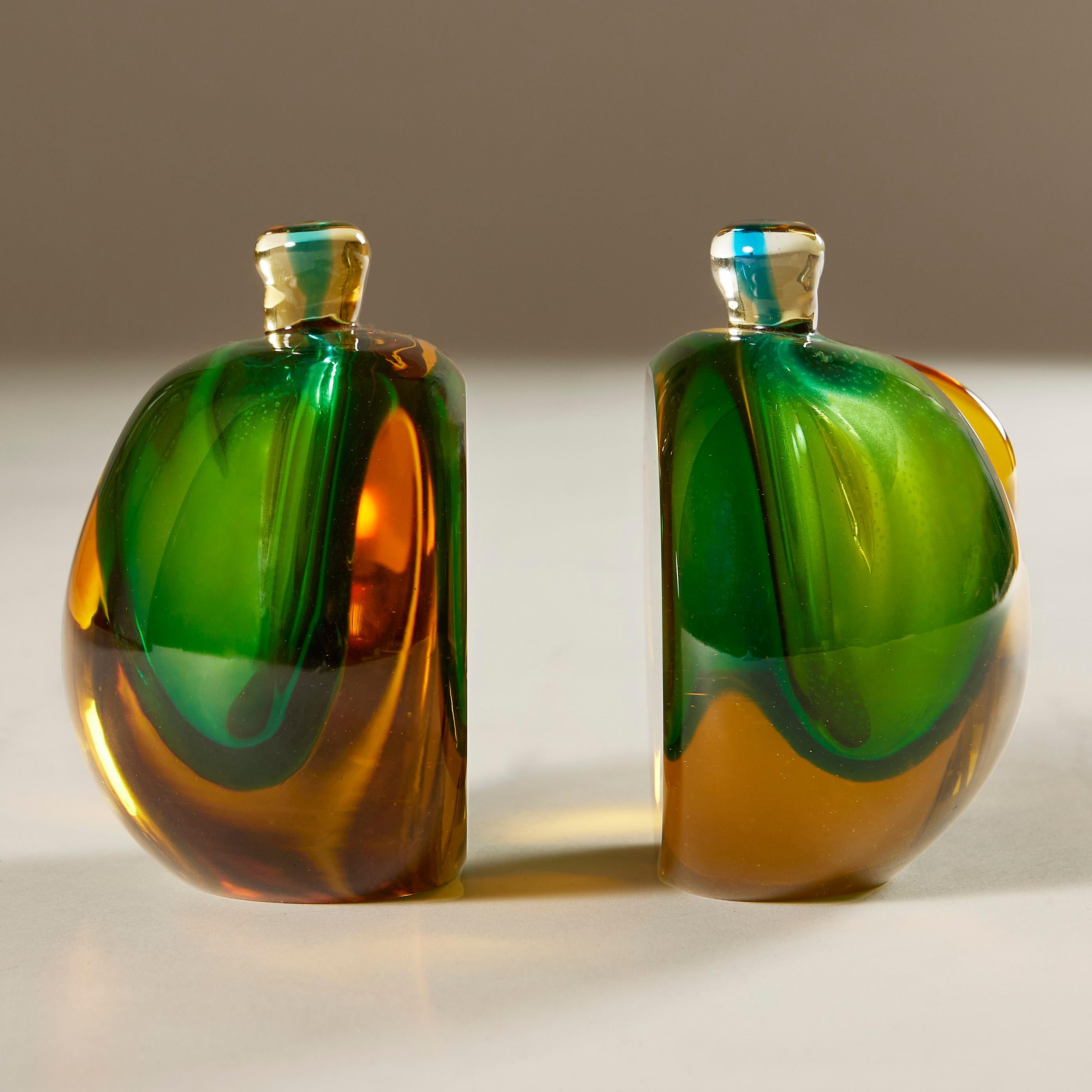 Murano Glass Pair of 1950s Italian Murano glass apple bookends / sculptures