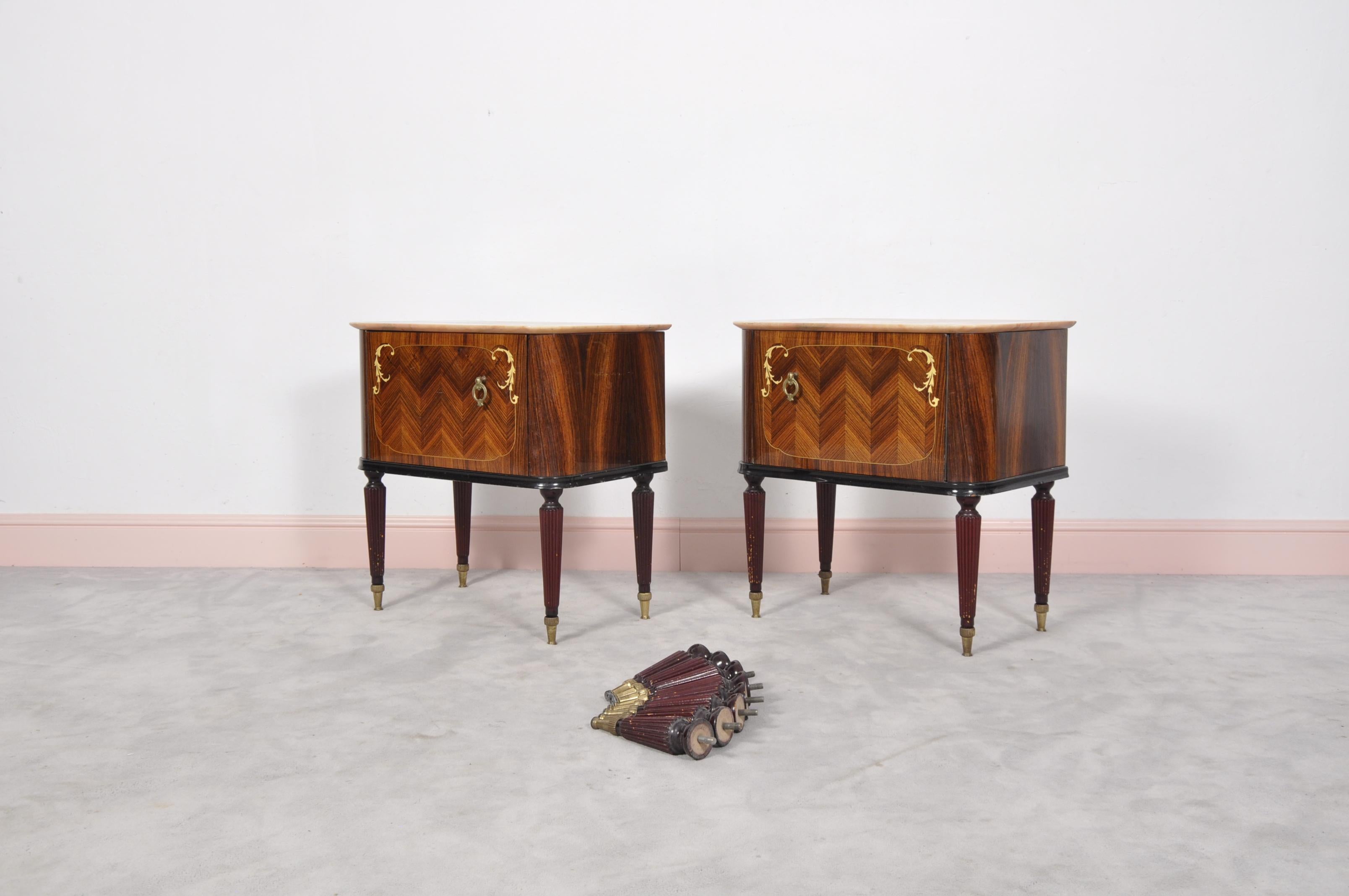 Mid-Century Modern Pair of 1950s Italian Nightstands