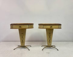 Pair of 1950s Italian Parchment Bedside Tables or Nightstands