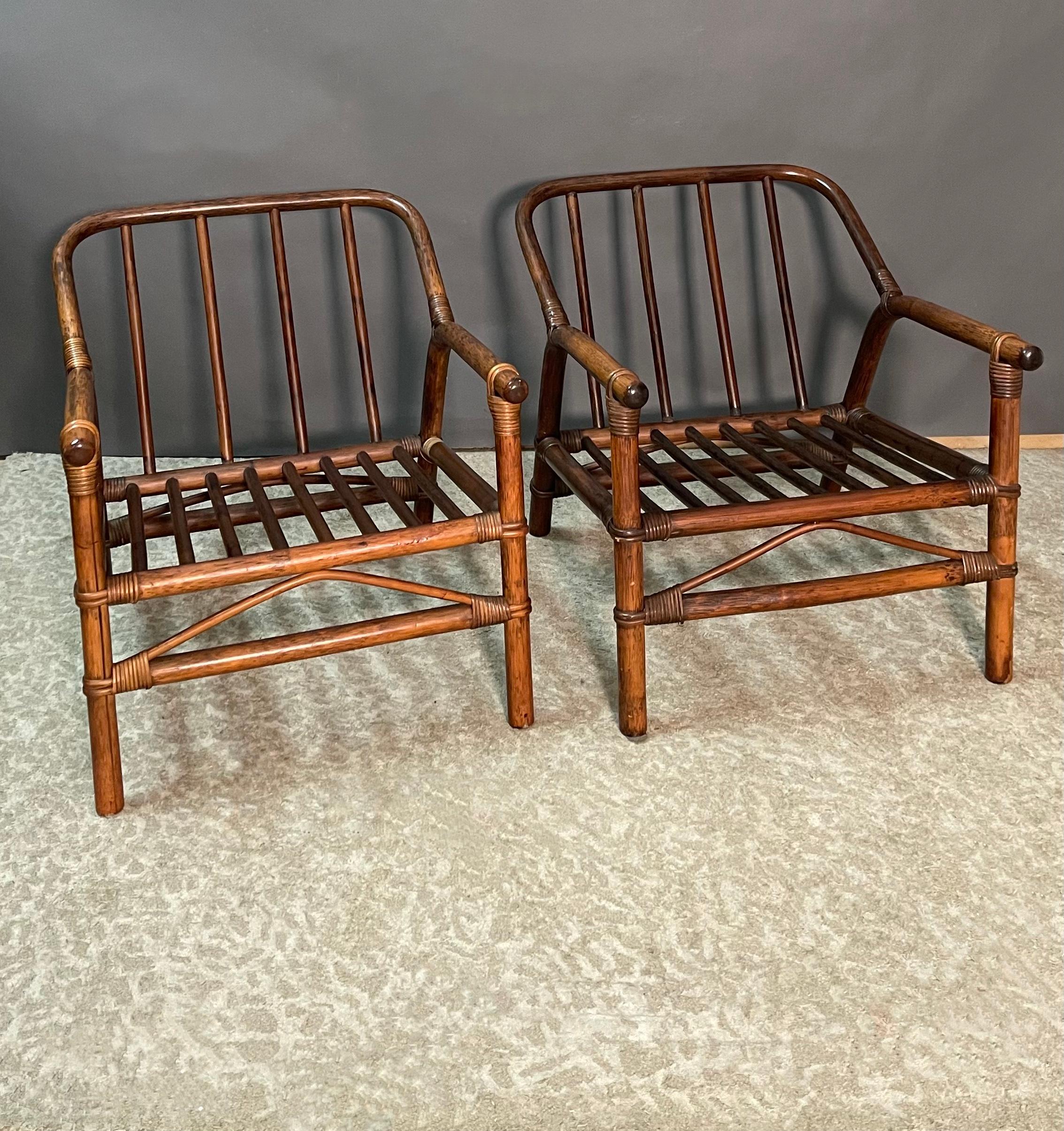 Paire de fauteuils italiens en rotin des années 1950  en vente 9