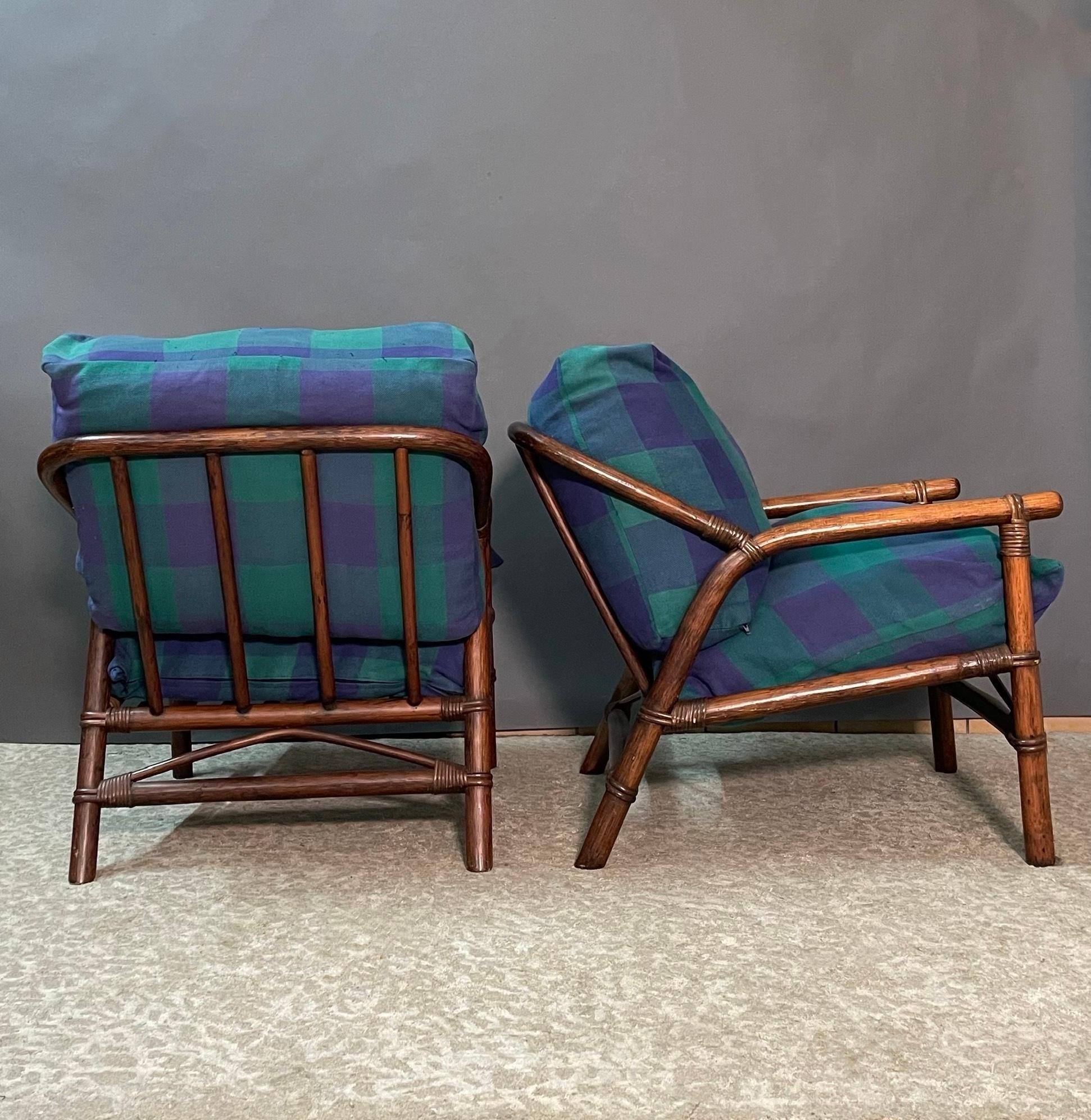 20ième siècle Paire de fauteuils italiens en rotin des années 1950  en vente