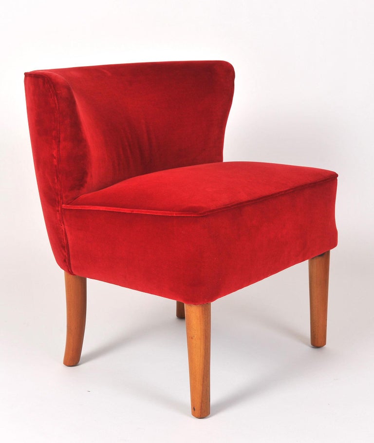 Pair of 1950s Italian Red Occasional Chairs For Sale at 1stDibs