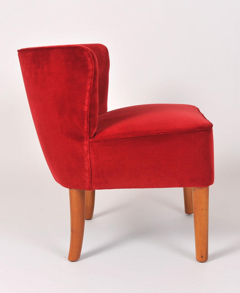 Pair of 1950s Italian Red Occasional Chairs For Sale at 1stDibs