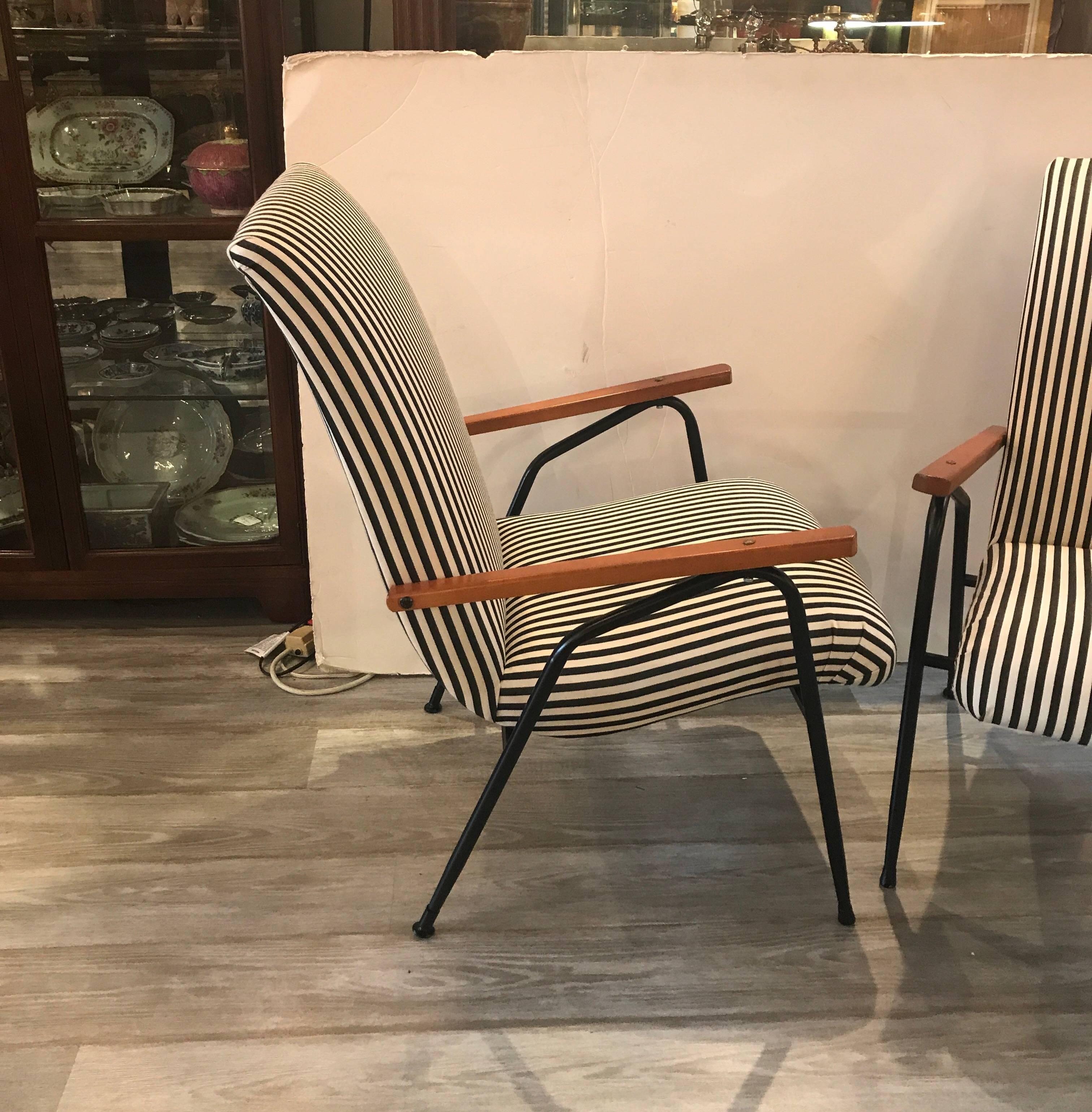 Mid-Century Modern Pair of 1950s Italian Sunroom Lounge Chairs